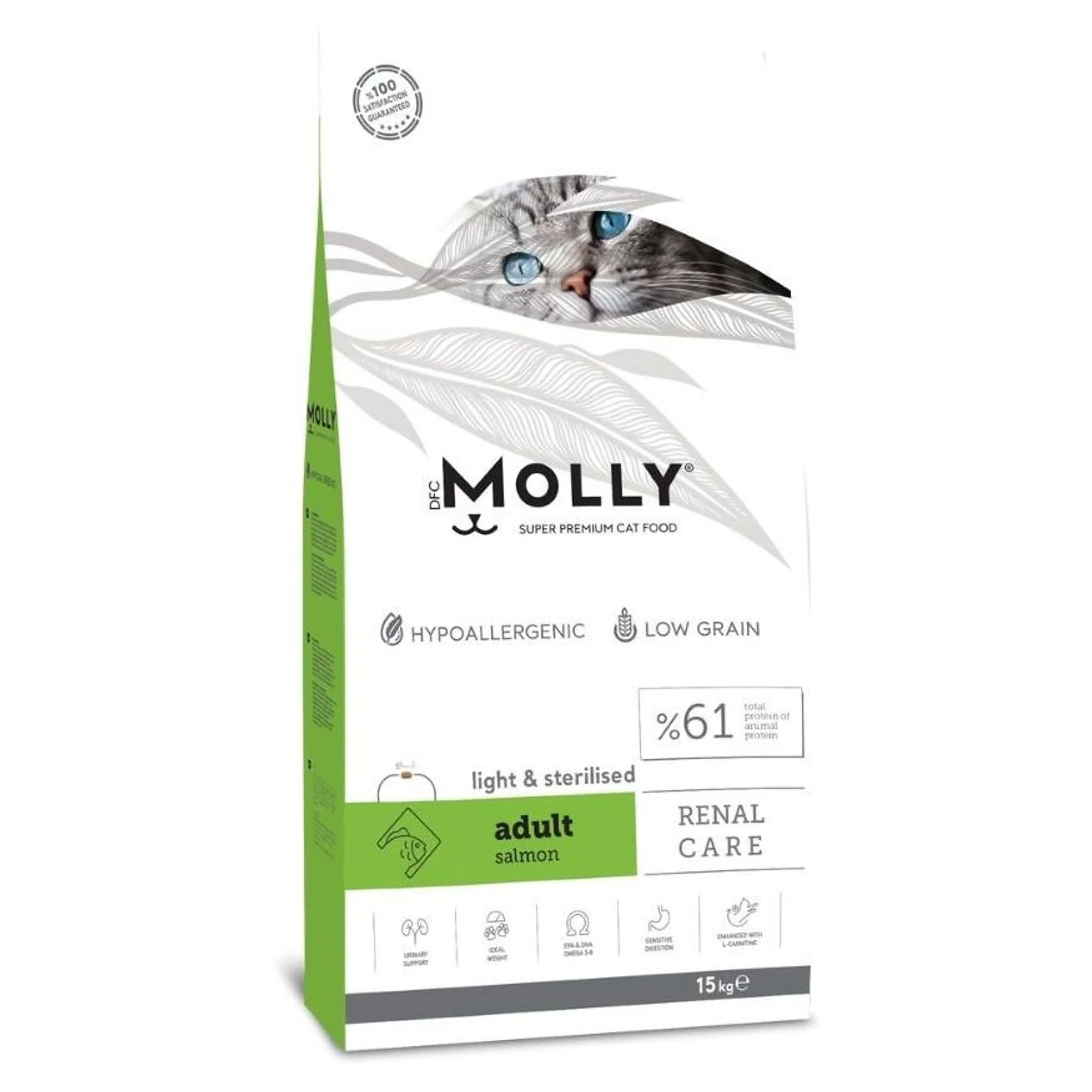Molly Renal Care Hipoalerjenik Somonlu Düşük Tahıllı Kısırlaştırılmış Kedi Maması 15 KG