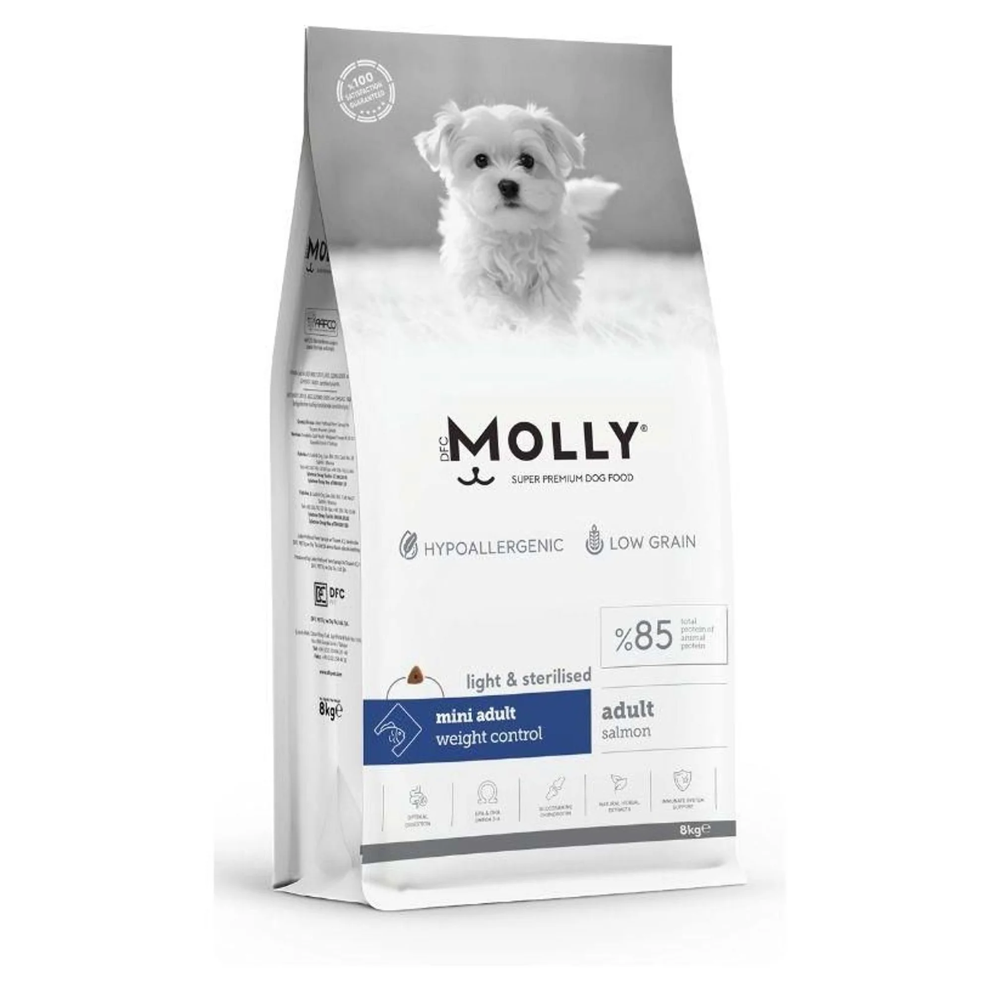 Molly Düşük Tahıllı Hypoallergenic Somonlu Küçük Irk Yetişkin Köpek Maması 8 KG