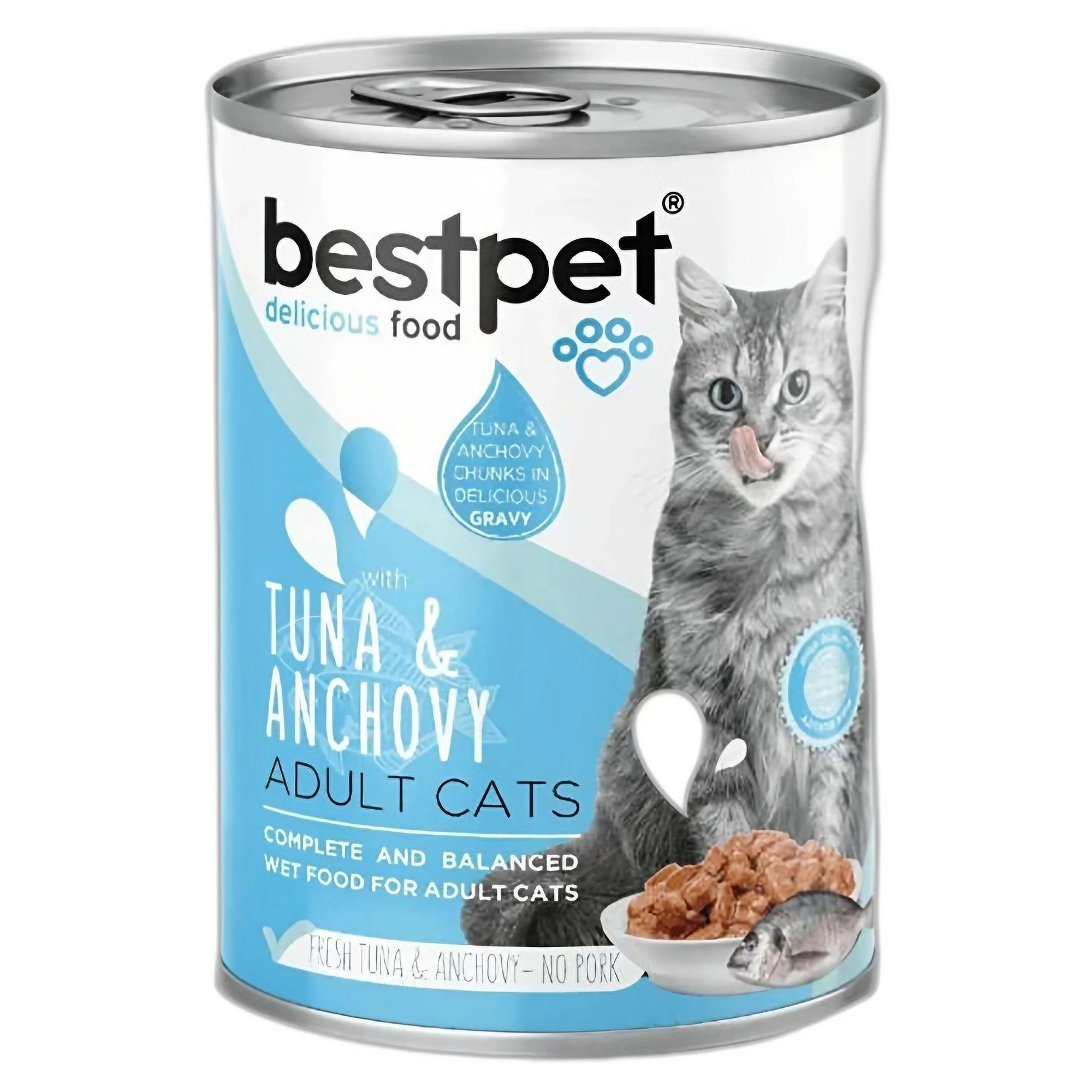 Bestpet Bestpet Gravy Tuna Anchovy Parça Ton ve Hamsili Yetişkin Kedi Konservesi 400 G