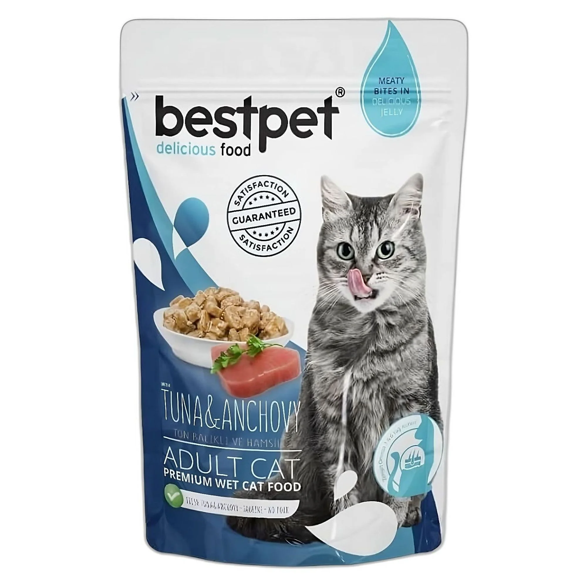 Bestpet Tuna and Anchovy in Jelly Ton Balıklı ve Hamsili Yaş Yetişkin Kedi Maması 85G