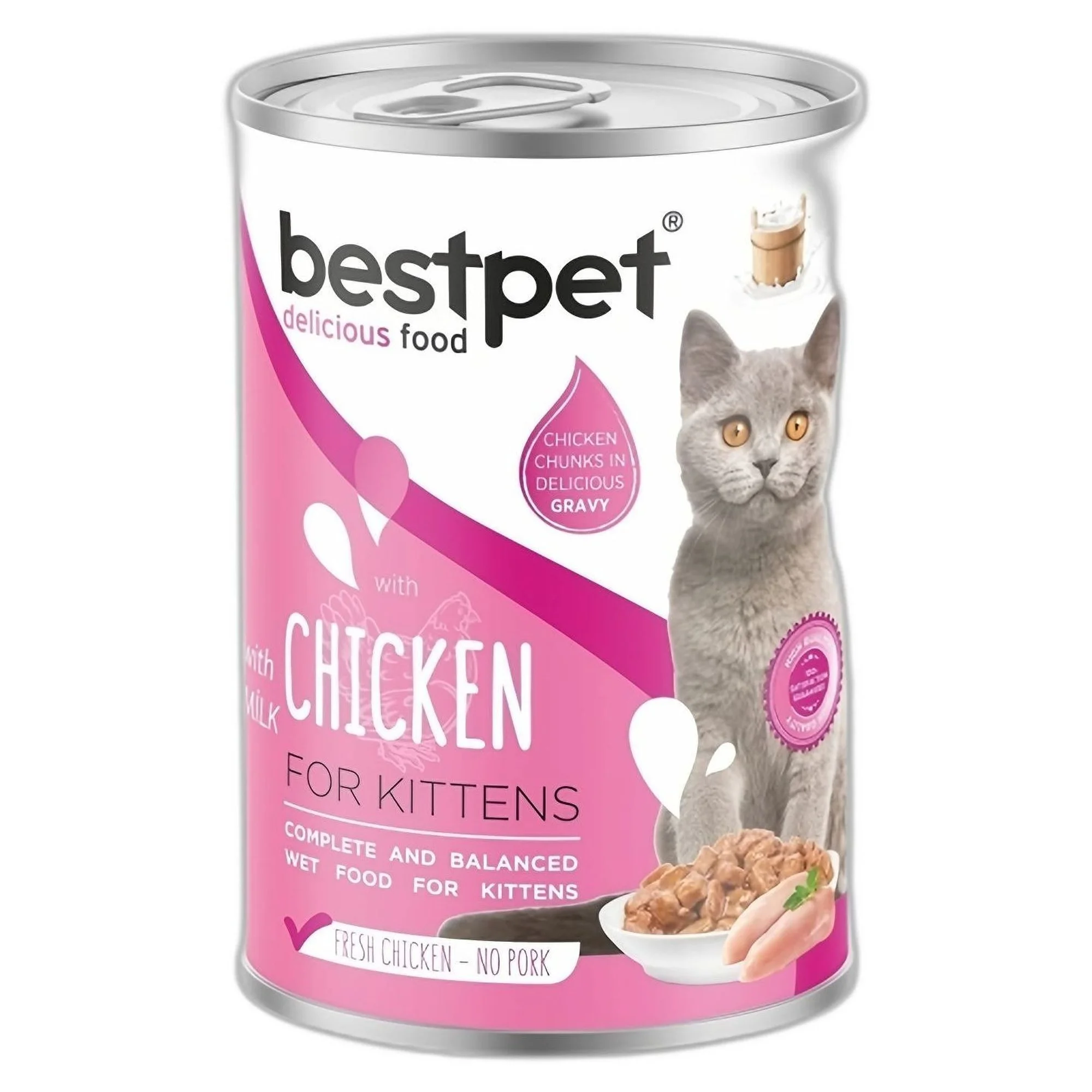 Bestpet Gravy Parça Tavuklu ve Sütlü Yavru Kedi Konservesi 400 G
