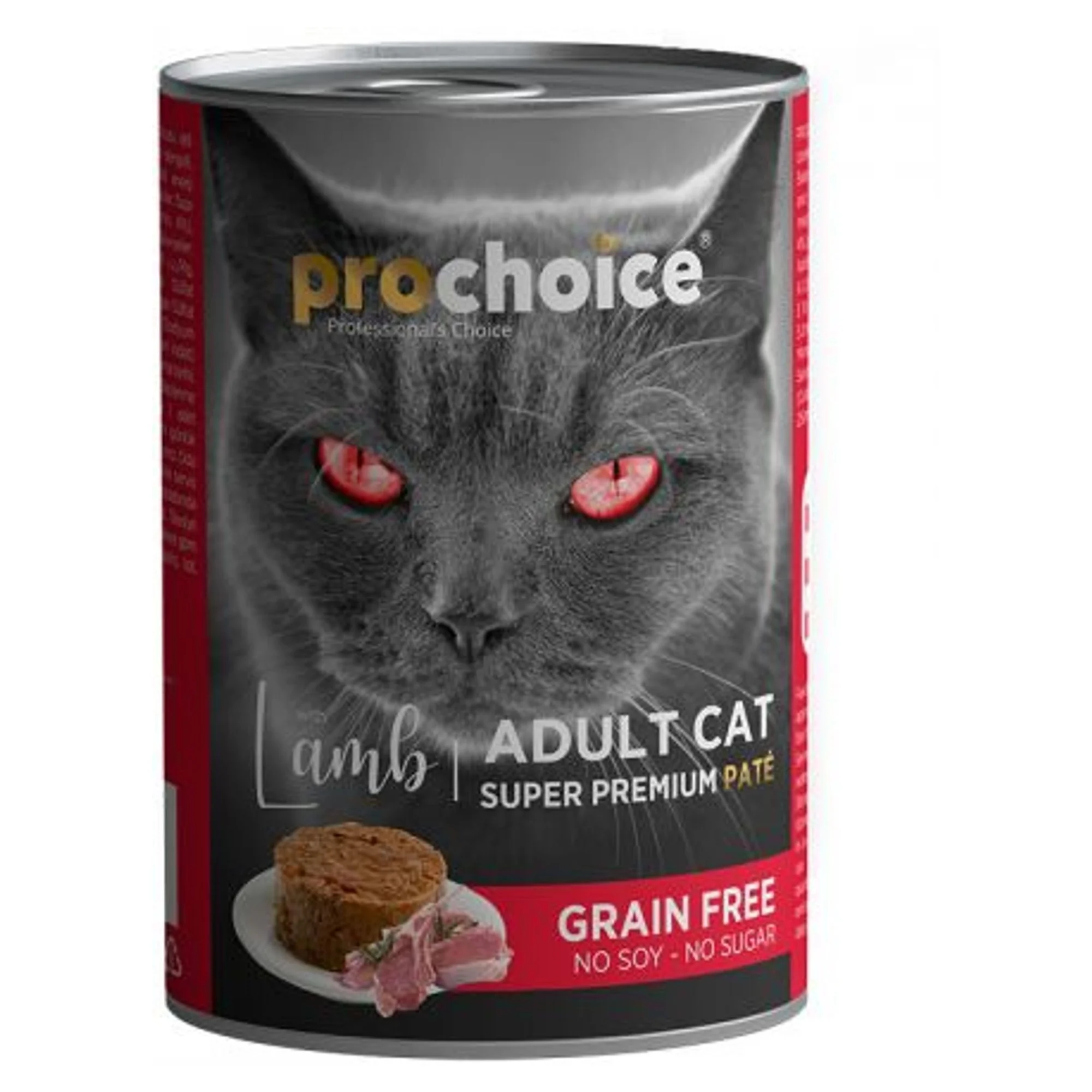 ProChoice ProChoice Tahılsız ve Şekersiz Kuzu Etli Ezme Yetişkin Kedi Konservesi 400G