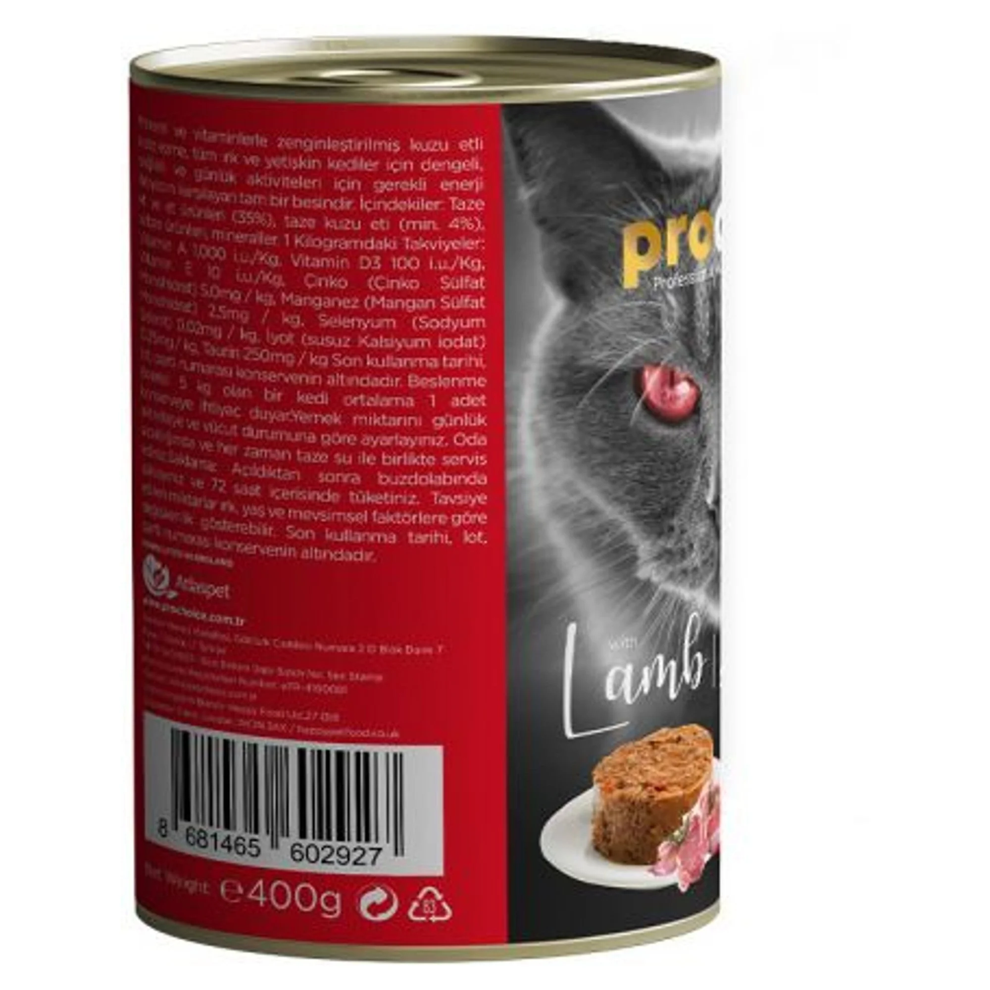 ProChoice ProChoice Tahılsız ve Şekersiz Kuzu Etli Ezme Yetişkin Kedi Konservesi 400G — Normal, 420 g — Görsel 3