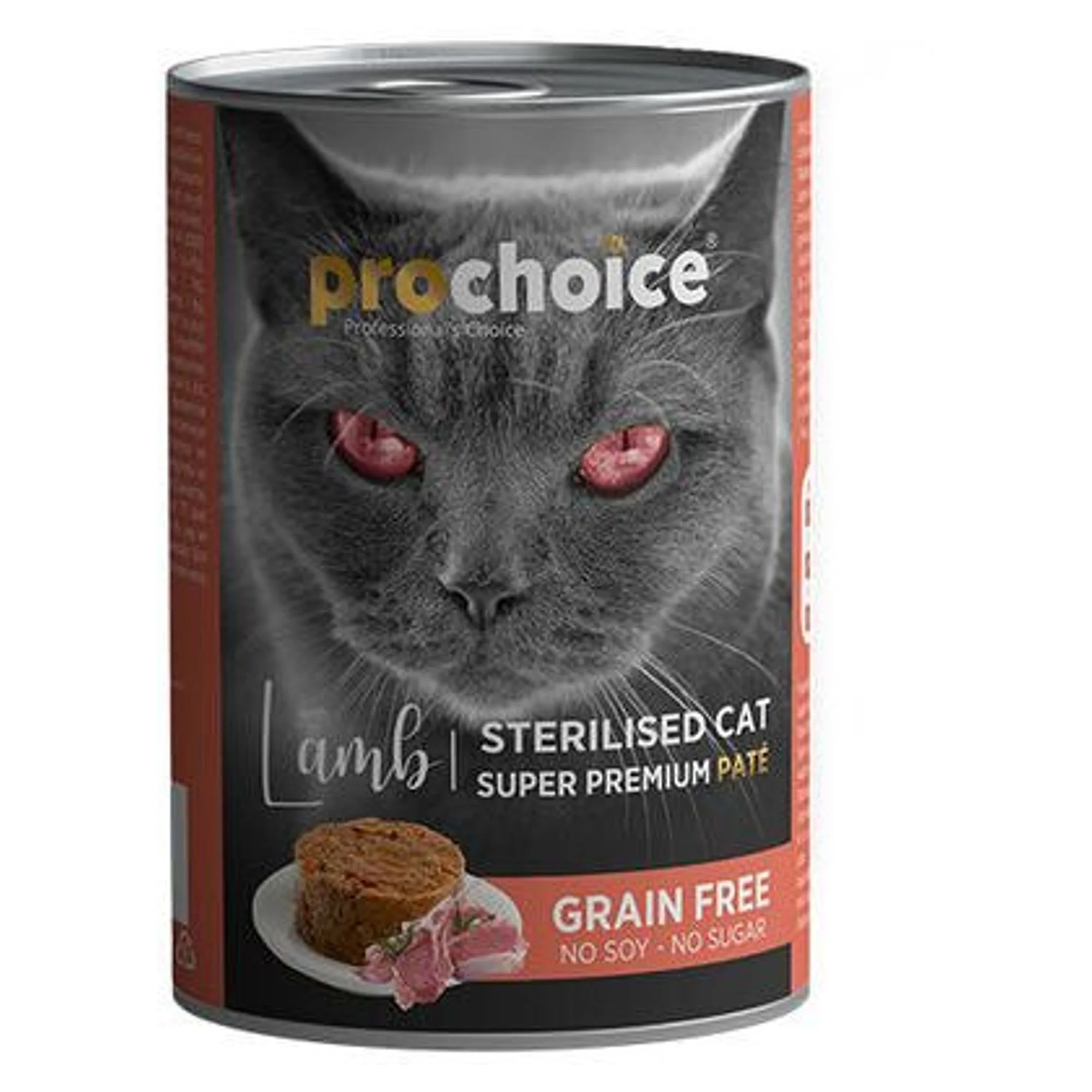 ProChoice ProChoice Tahılsız ve Şekersiz Kuzu Etli Ezme Kısırlaştırılmış Yetişkin Kedi Konservesi 400G