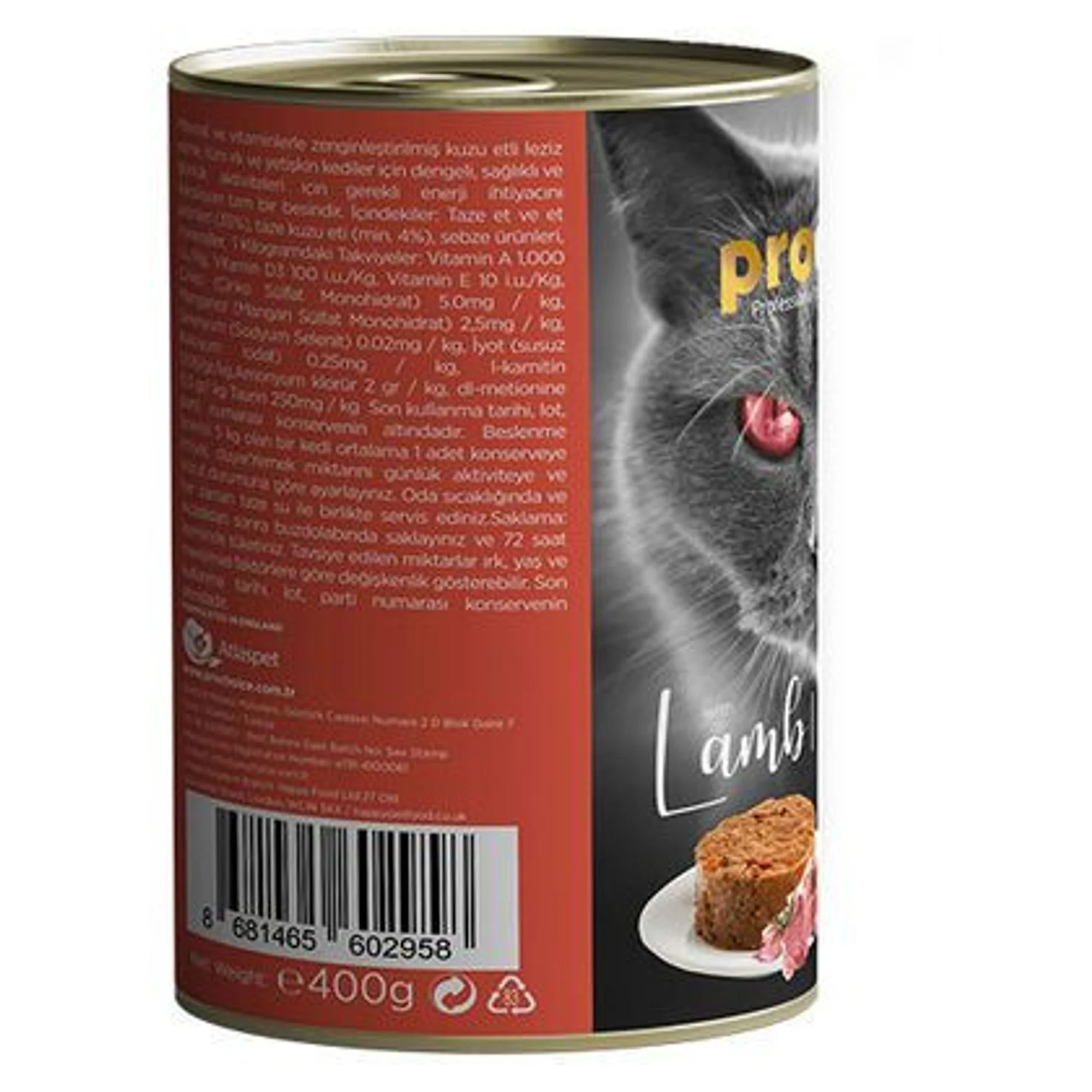 ProChoice ProChoice Tahılsız ve Şekersiz Kuzu Etli Ezme Kısırlaştırılmış Yetişkin Kedi Konservesi 400G — 420 g — Görsel 3