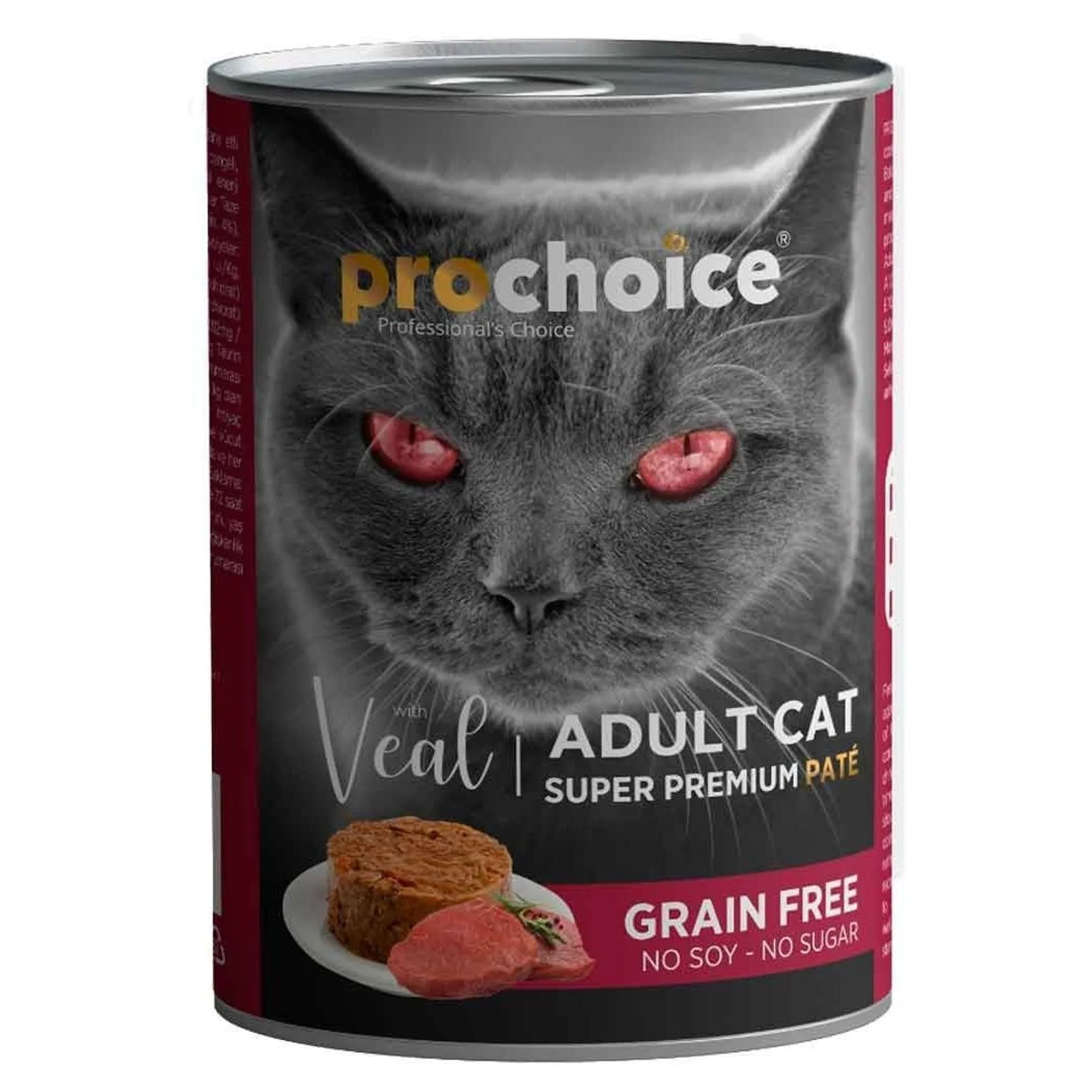 ProChoice ProChoice Tahılsız ve Şekersiz Dana Etli Ezme Yetişkin Kedi Konservesi 400G