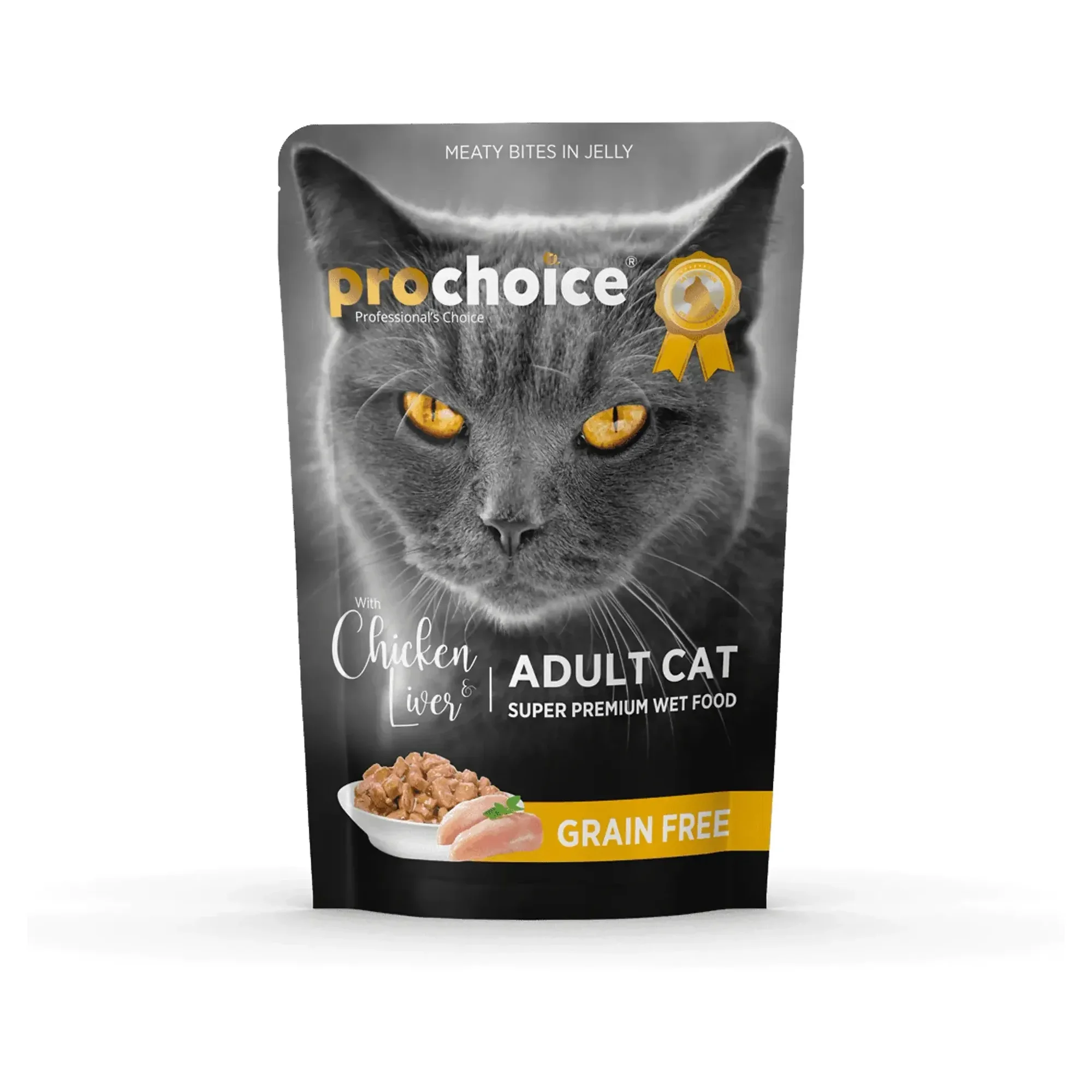 ProChoice ProChoice Jöle İçinde Tahılsız Tavuklu ve Ciğerli Yaş Yetişkin Kedi Maması 85G