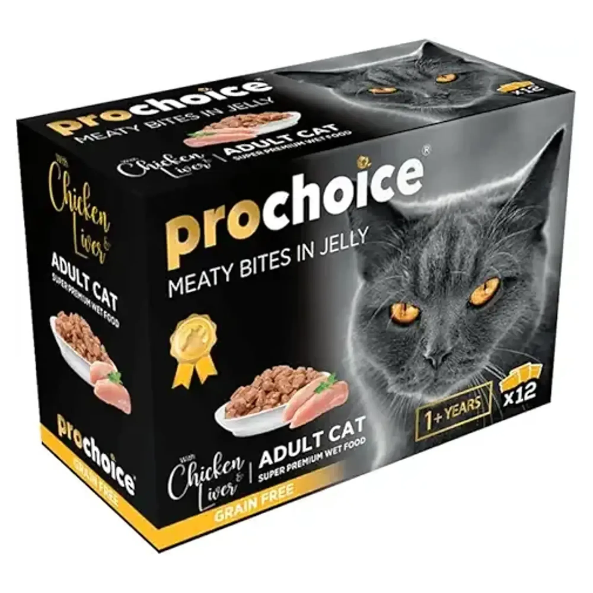 ProChoice ProChoice Jöle İçinde Tahılsız Tavuklu ve Ciğerli Yaş Yetişkin Kedi Maması 12x85G