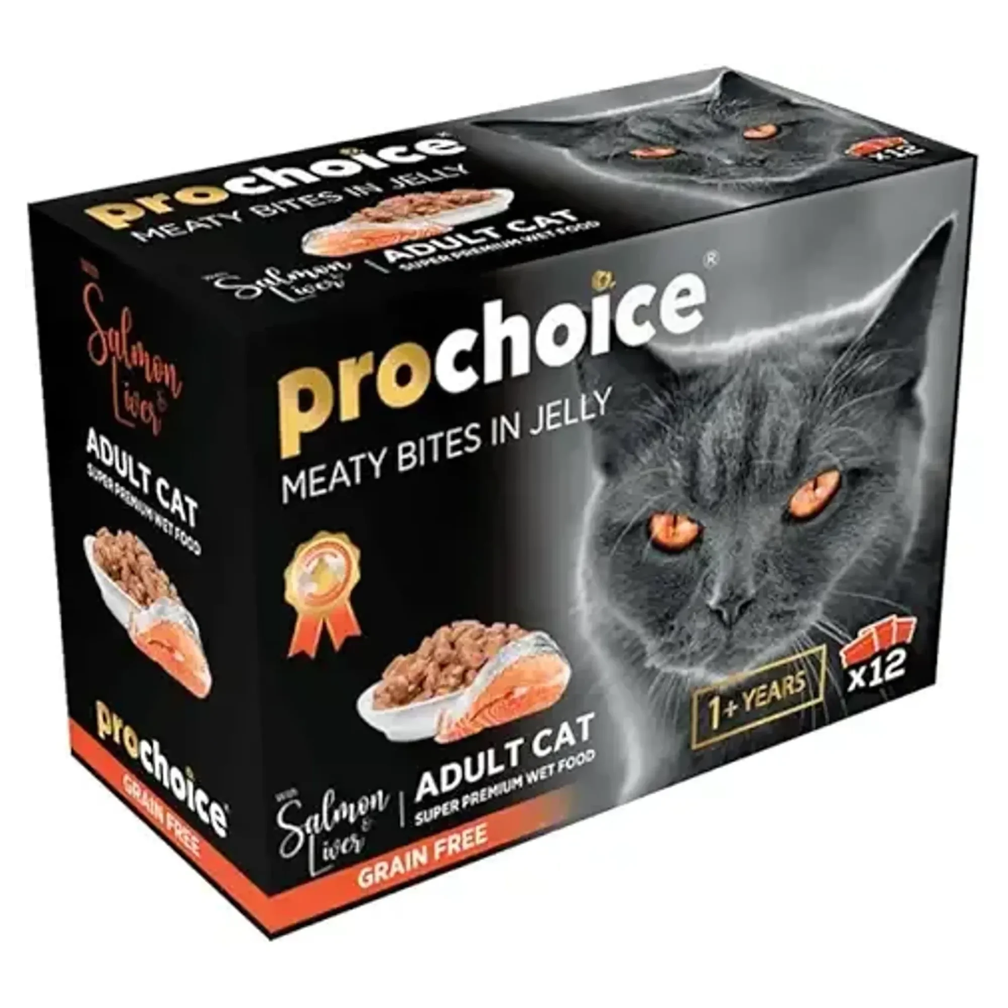 ProChoice ProChoice Jöle İçinde Tahılsız Somonlu ve Ciğerli Yaş Yetişkin Kedi Maması 12x85G