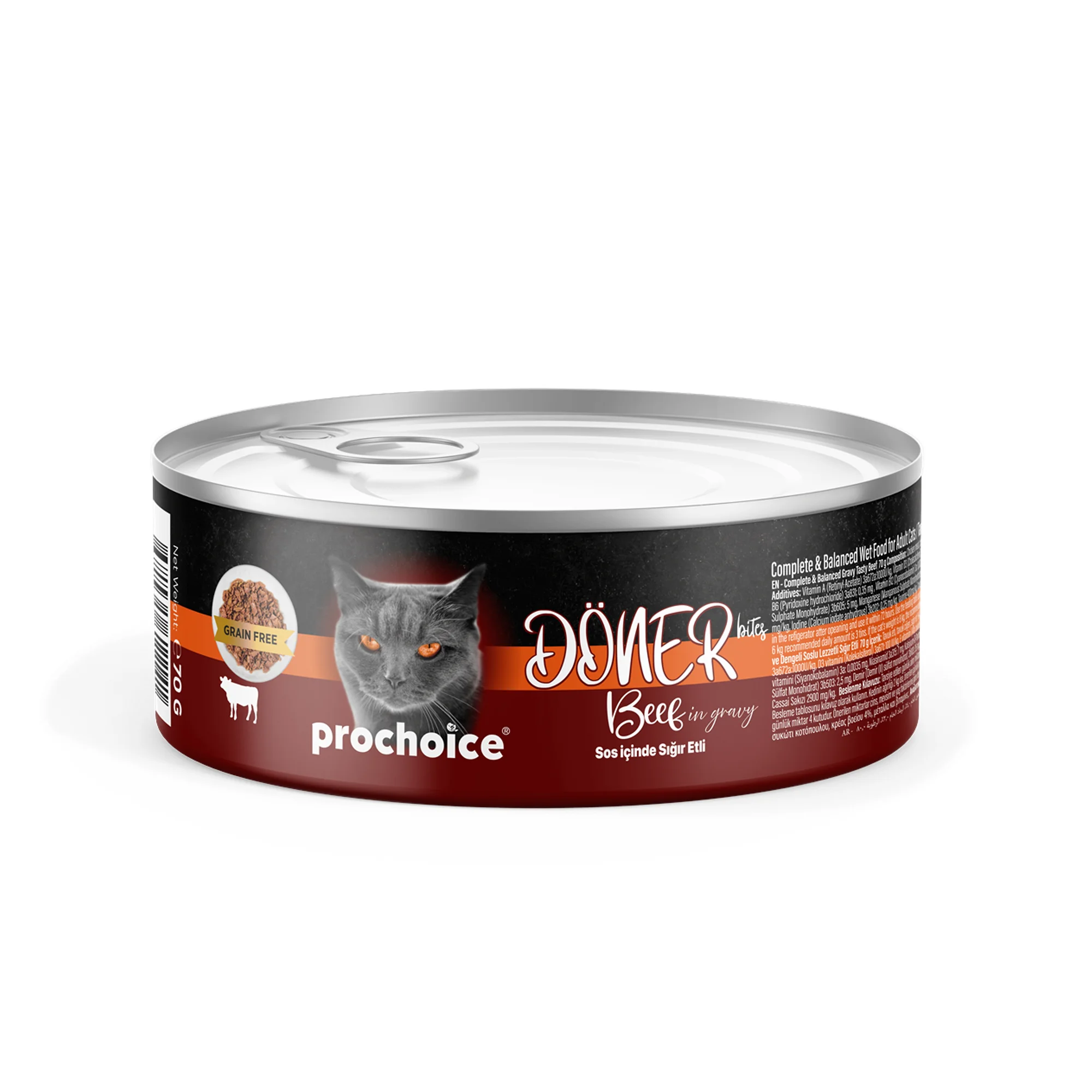 ProChoice ProChoice Doner Bites Beef Gravy Yetişkin Kedi Yaş Mama 70 G