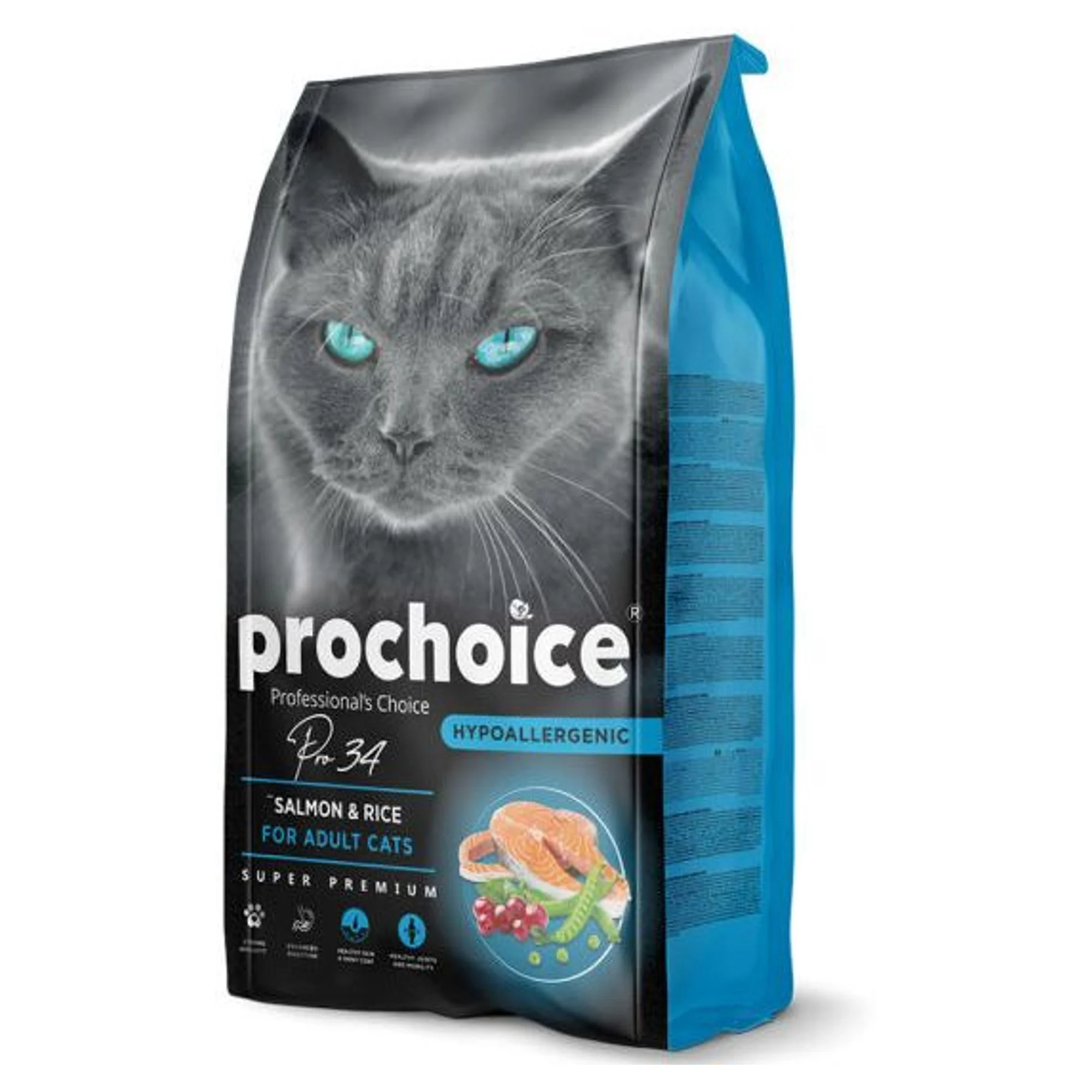 ProChoice ProChoice Pro34 Hipoalerjenik  Düşük Tahıllı Somonlu ve Pirinçli Yetişkin Kedi Maması 15 KG