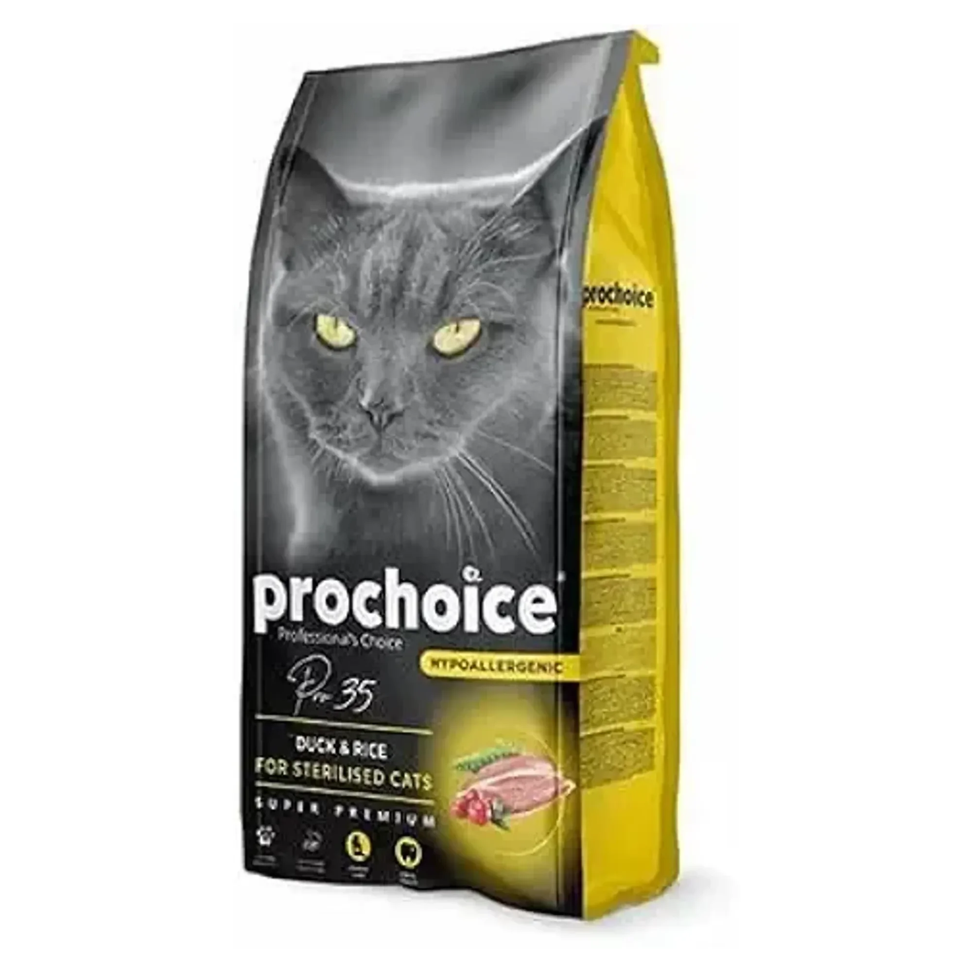 ProChoice ProChoice Pro35 Hipoalerjenik Düşük Tahıllı Pirinçli ve Ördekli Kısırlaştırılmış Yetişin Kedi Maması 15KG