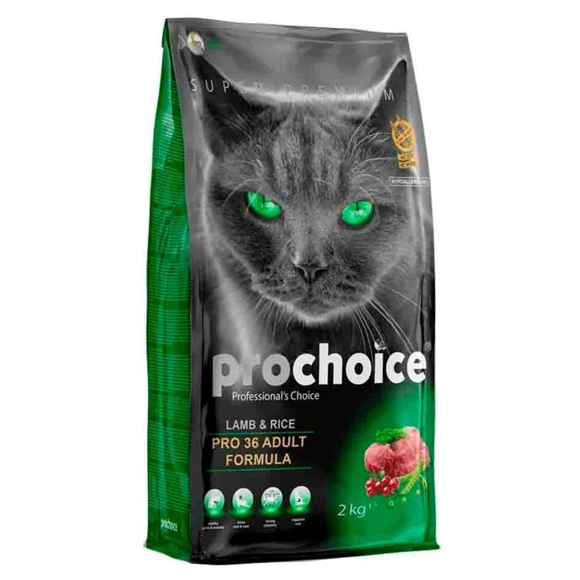 ProChoice ProChoice Pro36 Düşük Tahıllı  Pirinçli ve Kuzu Etli Yetişkin Kedi Maması 2 KG