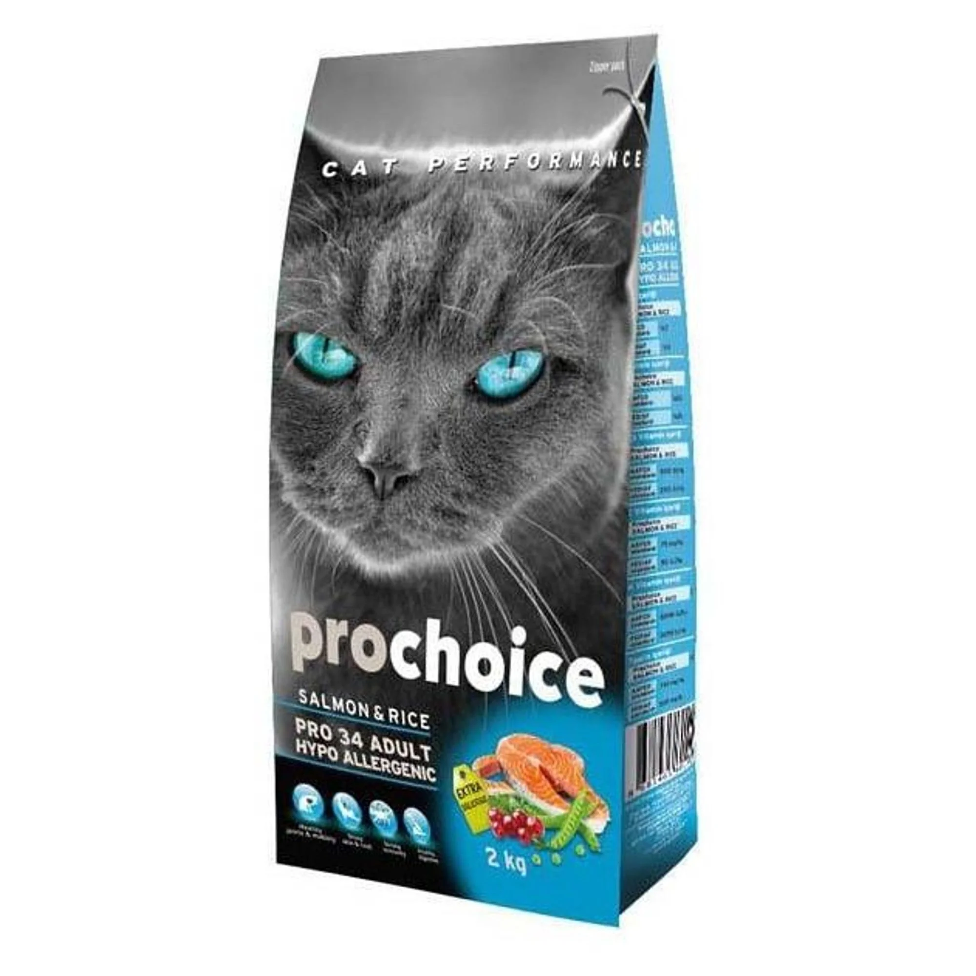 ProChoice ProChoice Pro34 Hipoalerjeink Düşük Tahıllı Pirinçli ve Somonlu Yetişkin Kedi Maması 2 KG
