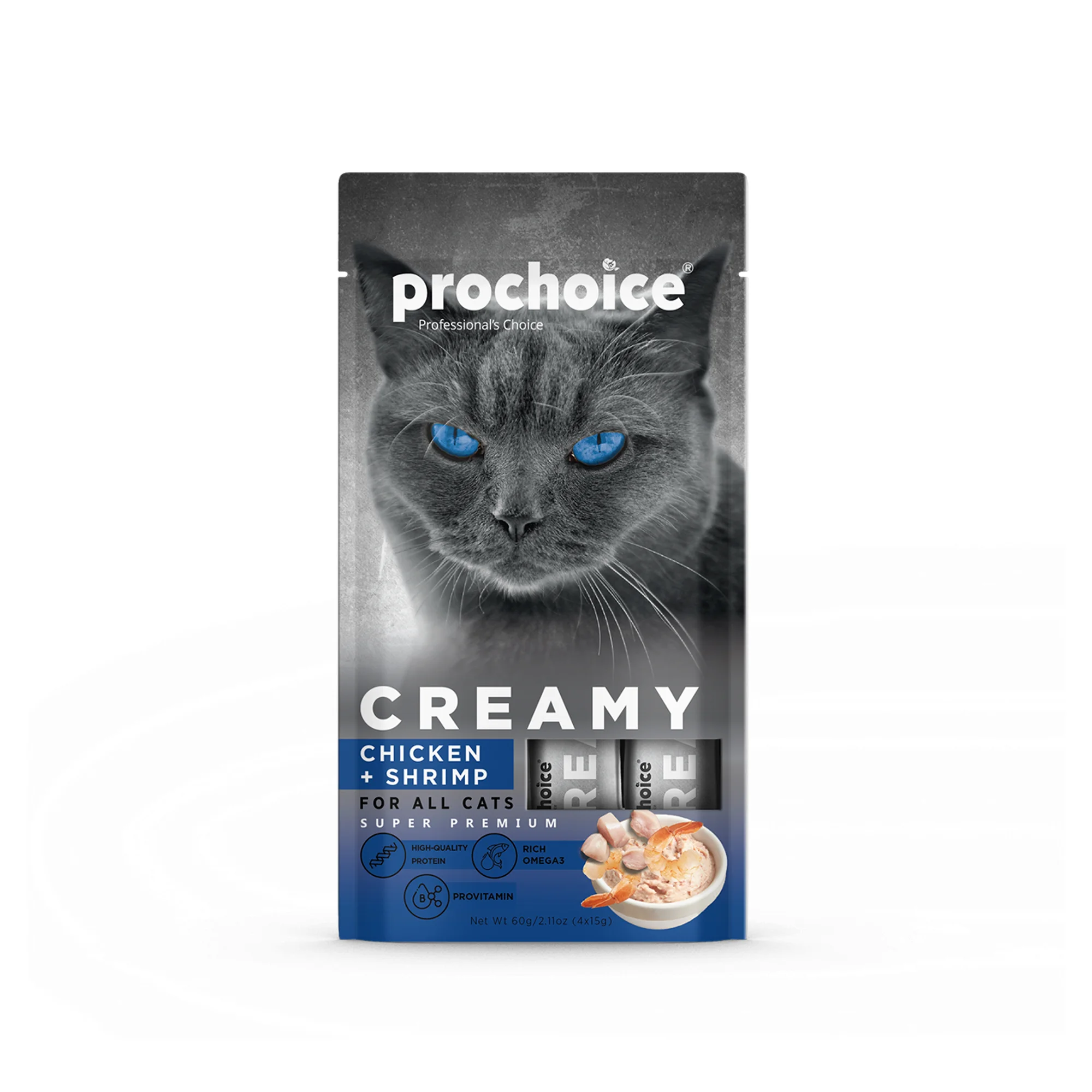 ProChoice ProChoice Creamy Tavuk ve Karidesli Kedi Ödül Kreması 4x15 G