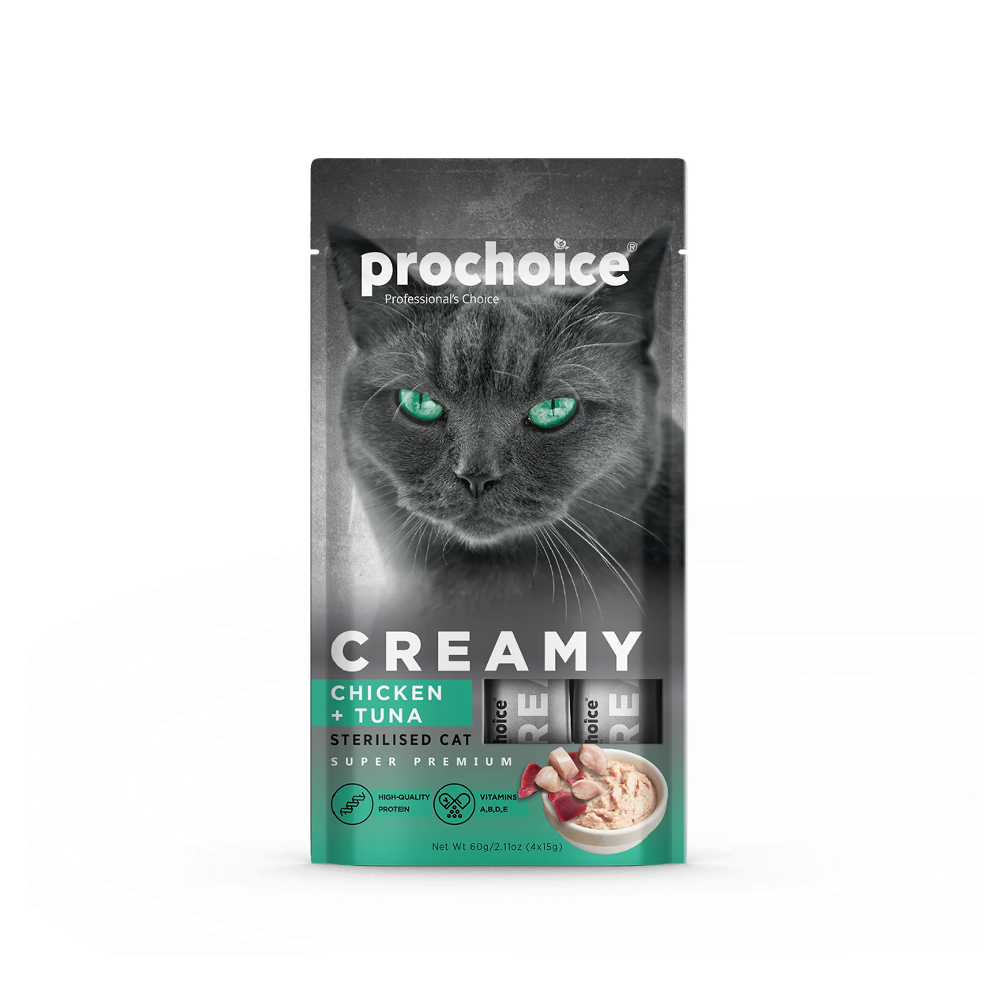 ProChoice ProChoice Creamy Tavuk ve Ton Balıklı Kedi Ödül Kreması 4x15 G