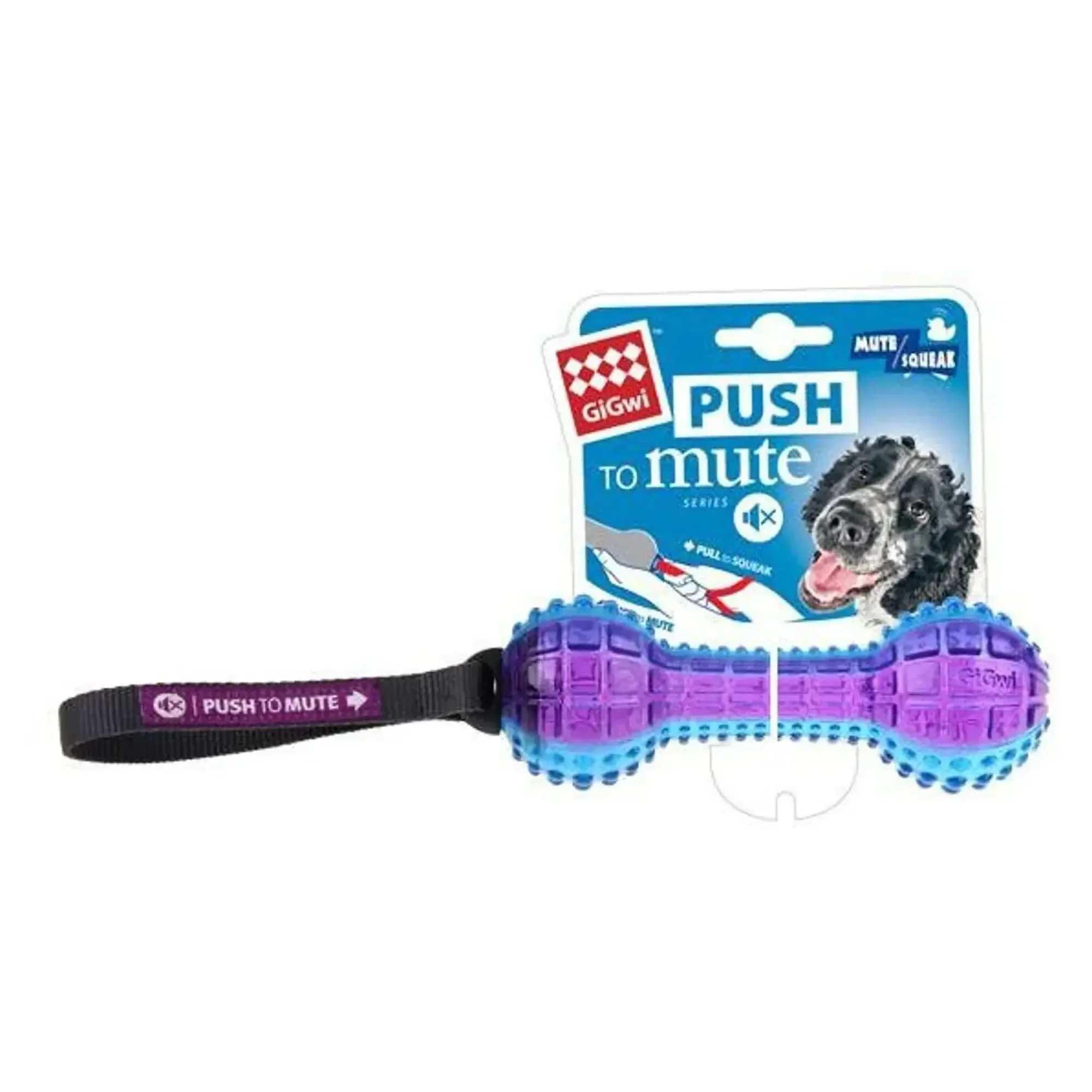 Gigwi Push To Mute Ses Kontrollü Dambıl Plastik ve Kauçuk Köpek Oyuncağı 18 CM