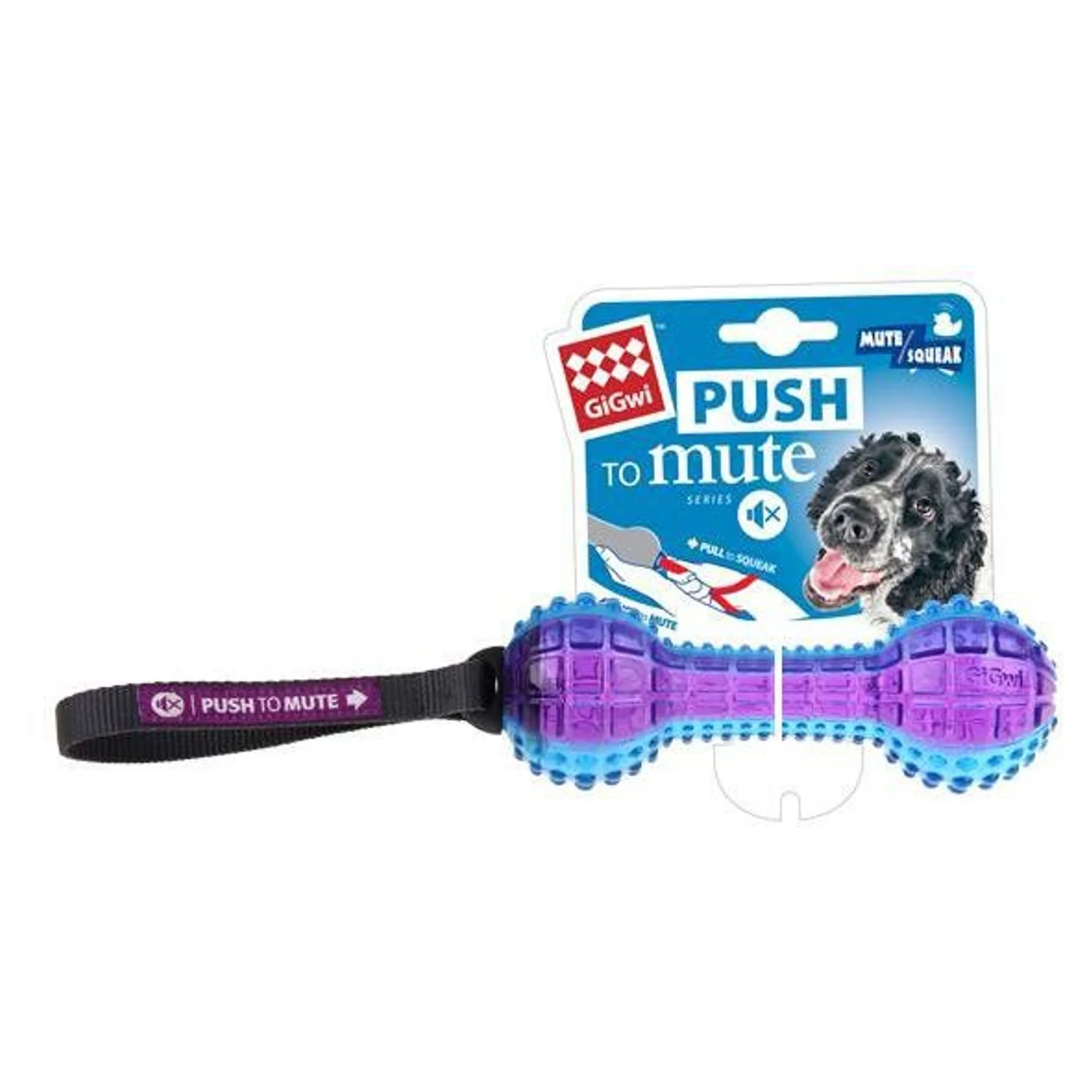 Gigwi Gigwi Push To Mute Ses Kontrollü Dambıl Plastik ve Kauçuk Köpek Oyuncağı 18 CM