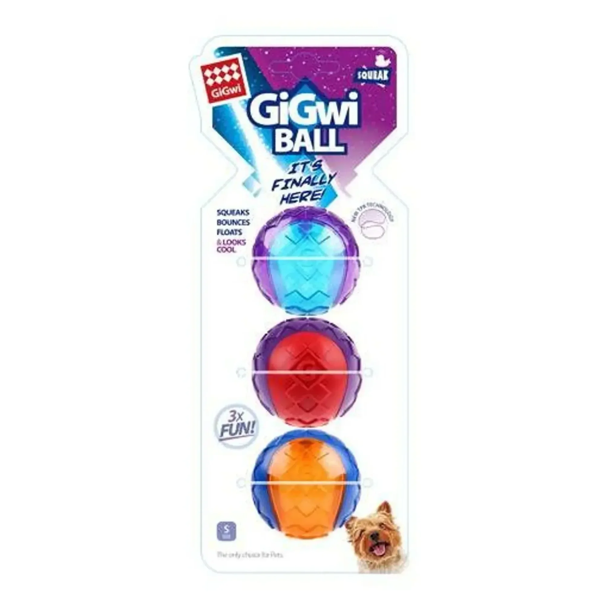 Gigwi Sesli Sert Küçük Köpek Oyuncak Top 3'lü Paket