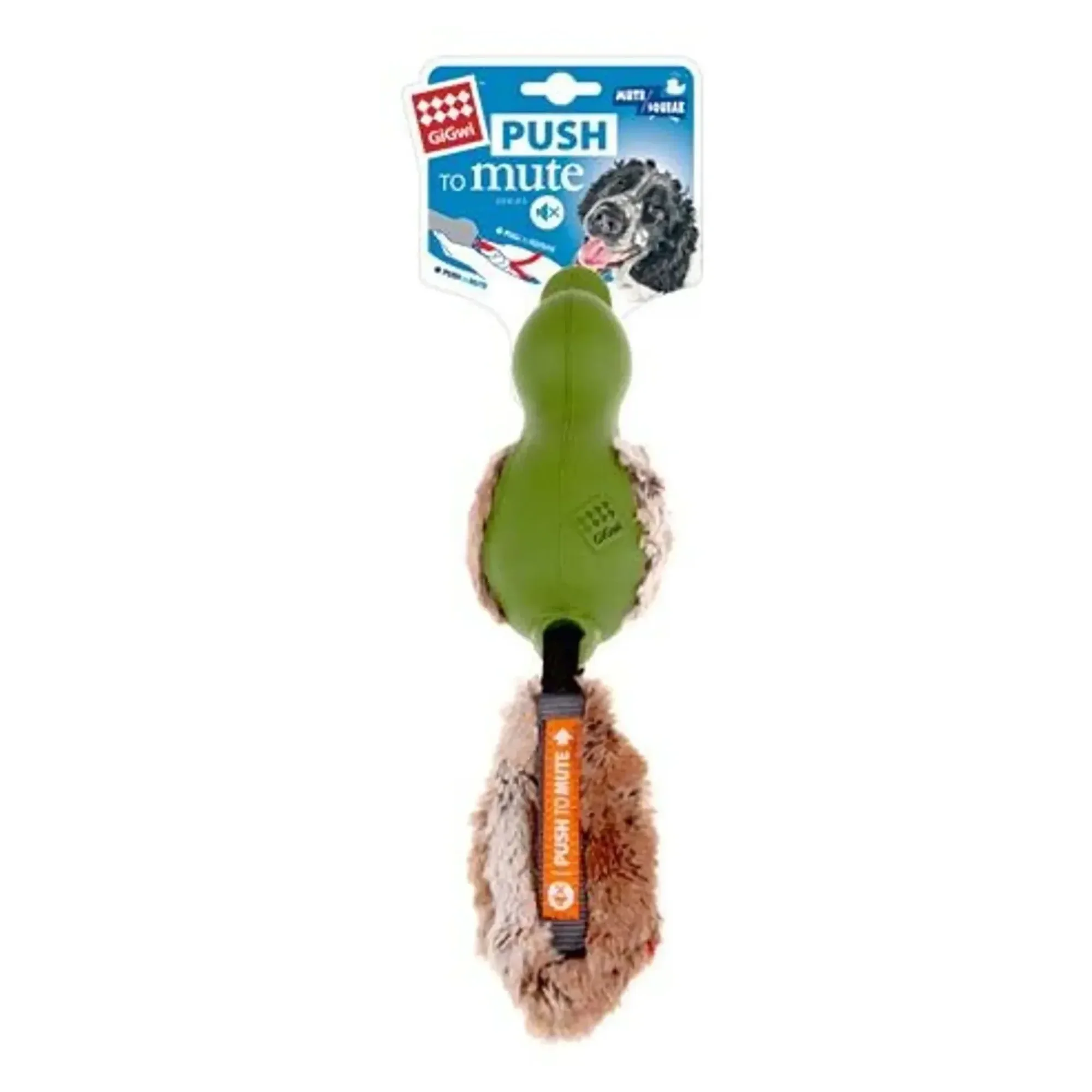 Gigwi Push To Mute Ördek Ses Kontrollü Yeşil Kumaş ve Peluş Köpek Oyuncağı