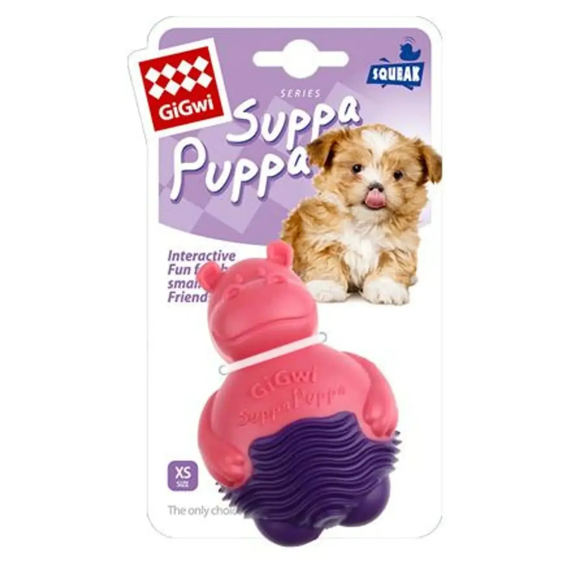 Gigwi Suppa Puppa Hipopotam Pembe Mor Plastik ve Kauçuk Köpek Oyuncağı