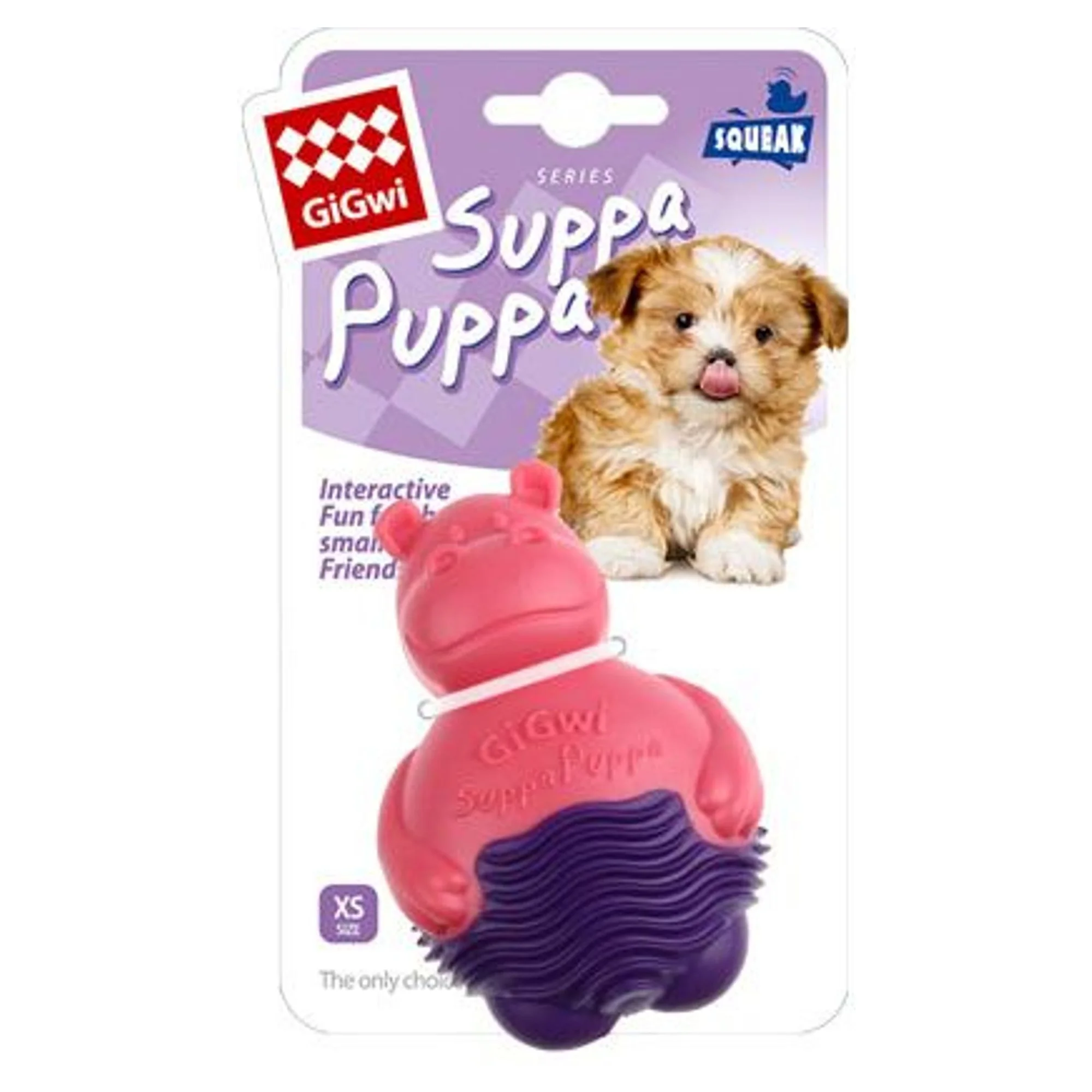 Gigwi Gigwi Suppa Puppa Hipopotam Pembe Mor Plastik ve Kauçuk Köpek Oyuncağı