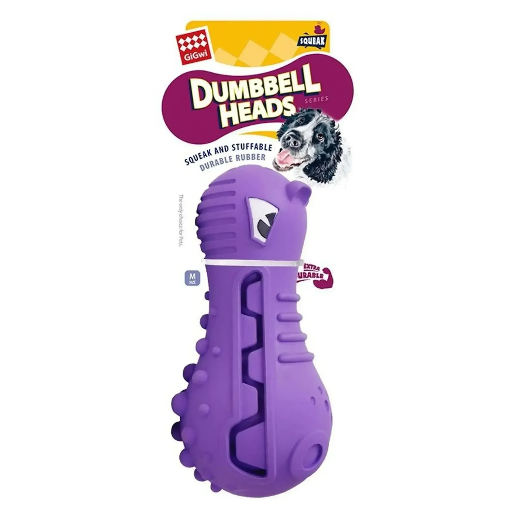 Gigwi Dambıl Şekilli Su Aygırı Başlı Mor Plastik ve Kauçuk Köpek Oyuncağı Medium