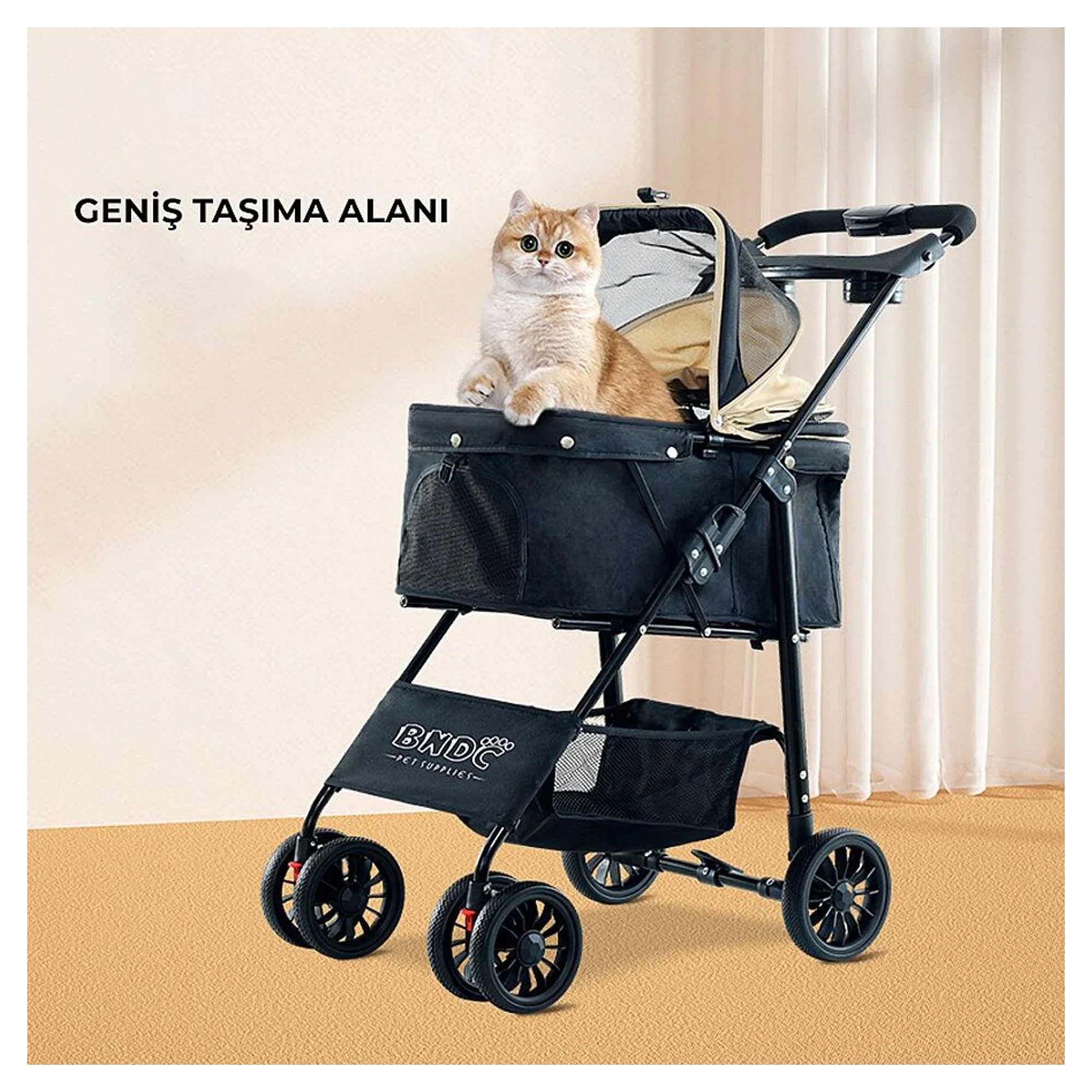 Flip Flip Haki Kedi Taşıma Arabası — Kedi Arabası — Görsel 3