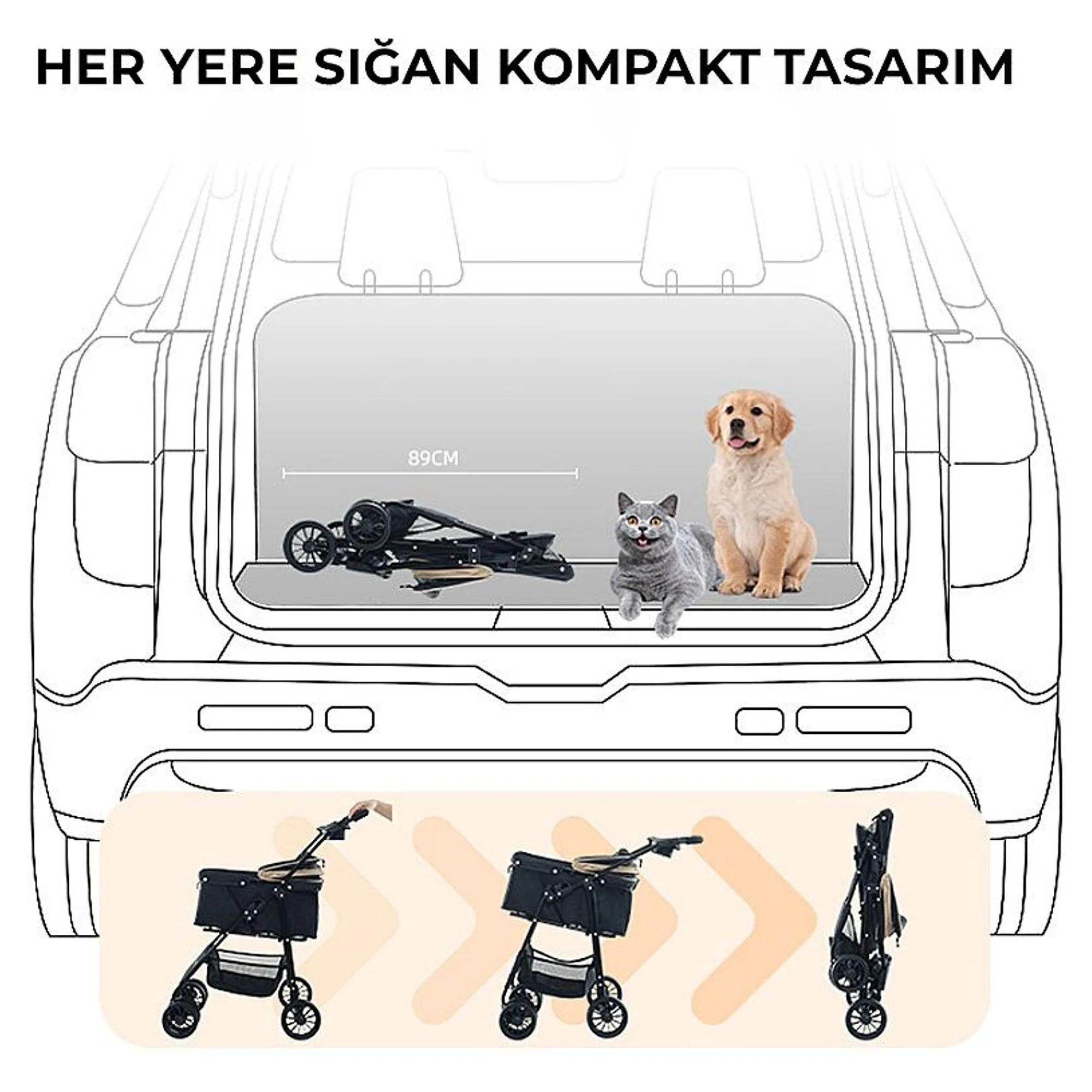 Flip Flip Haki Kedi Taşıma Arabası — Kedi Arabası — Görsel 4