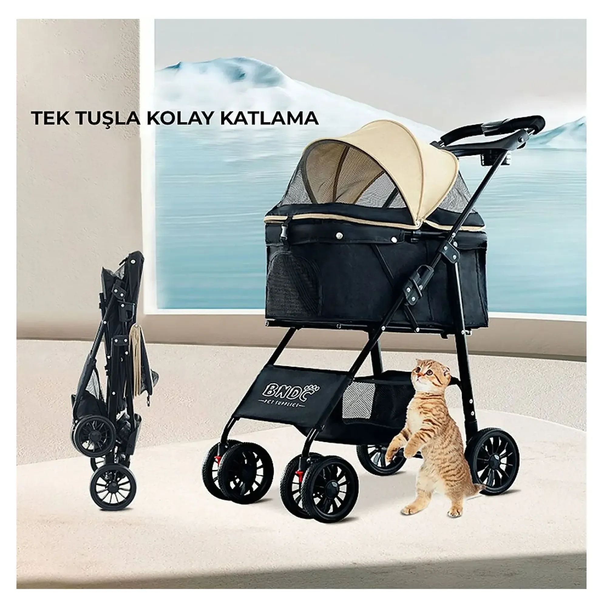Flip Haki Kedi Taşıma Arabası — Kedi Arabası, 5.6 kg — Görsel 5