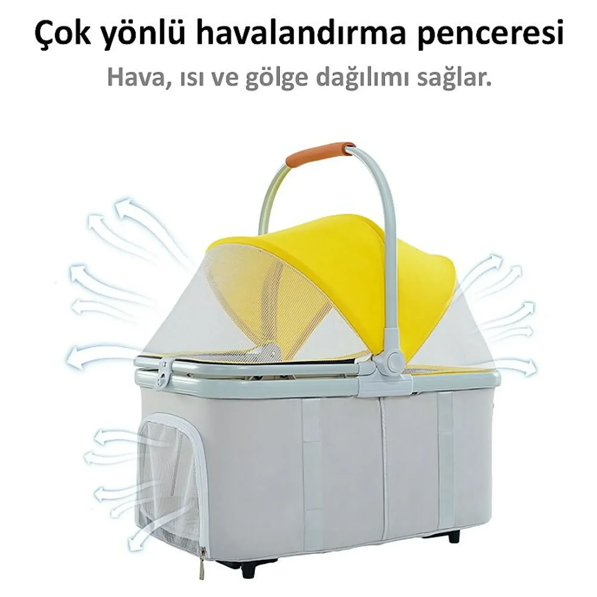 Flip Sarı Pet Arabası Evcil Hayvan Taşıma Ürünü — Kedi Arabası — Görsel 3