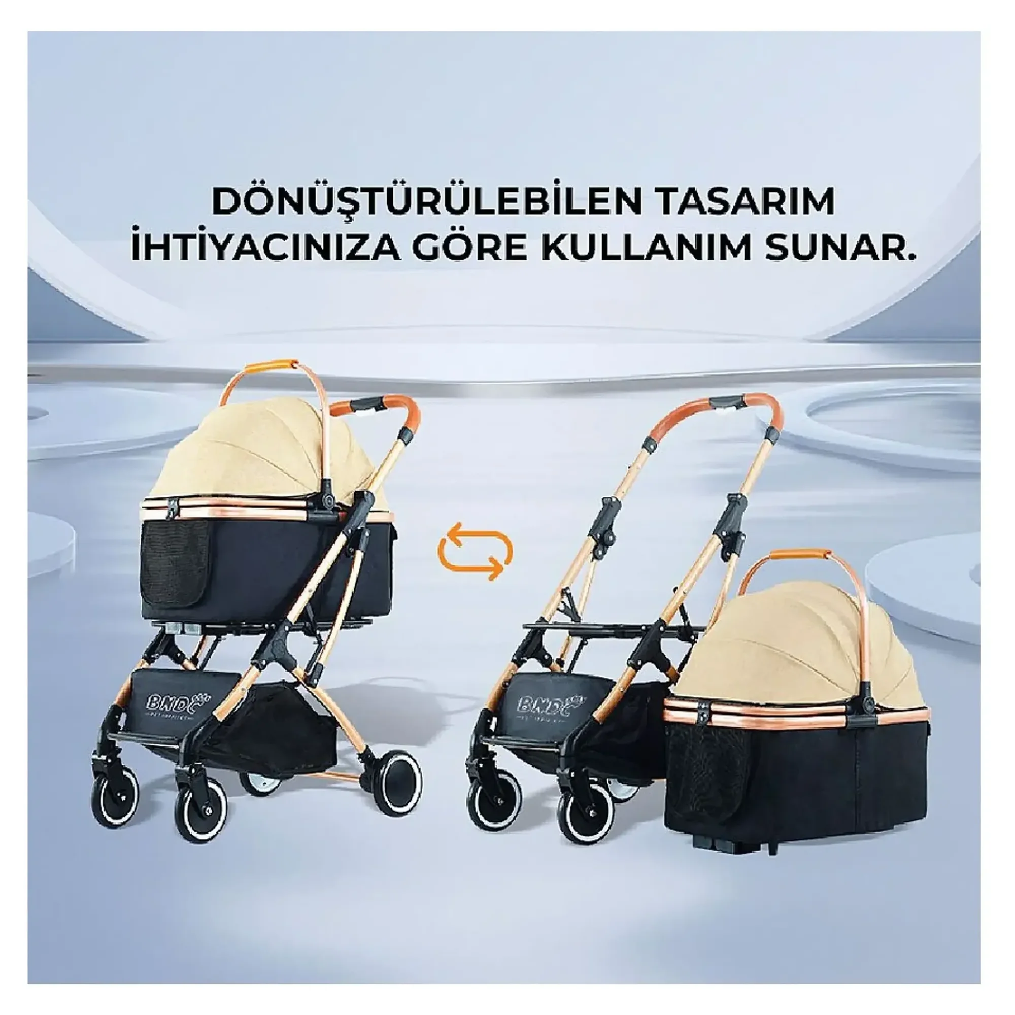 Flip Lux Gri Evcil Hayvan Arabası — Kedi Arabası — Görsel 3