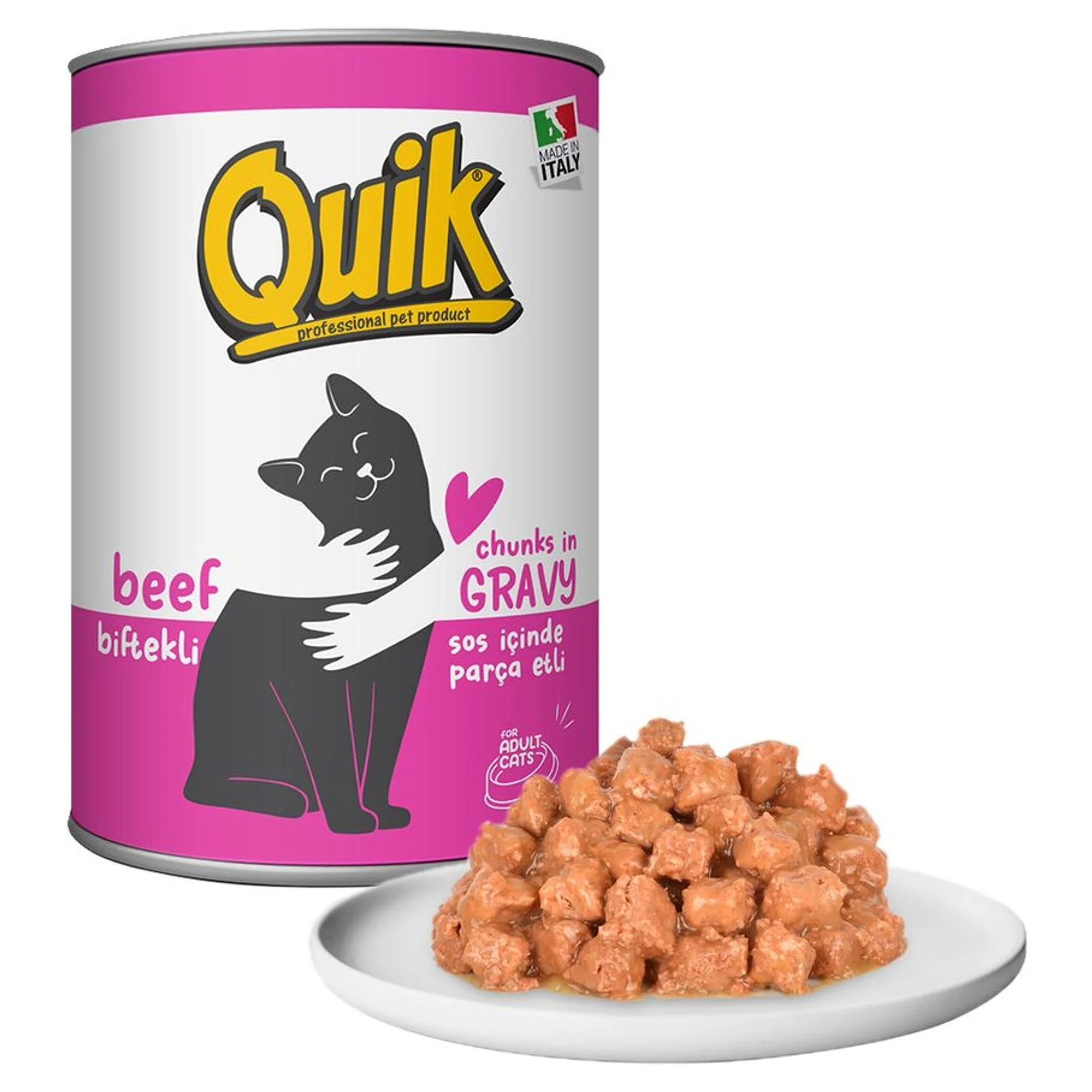 Quik Quik Biftekli Kedi Konservesi 415 G