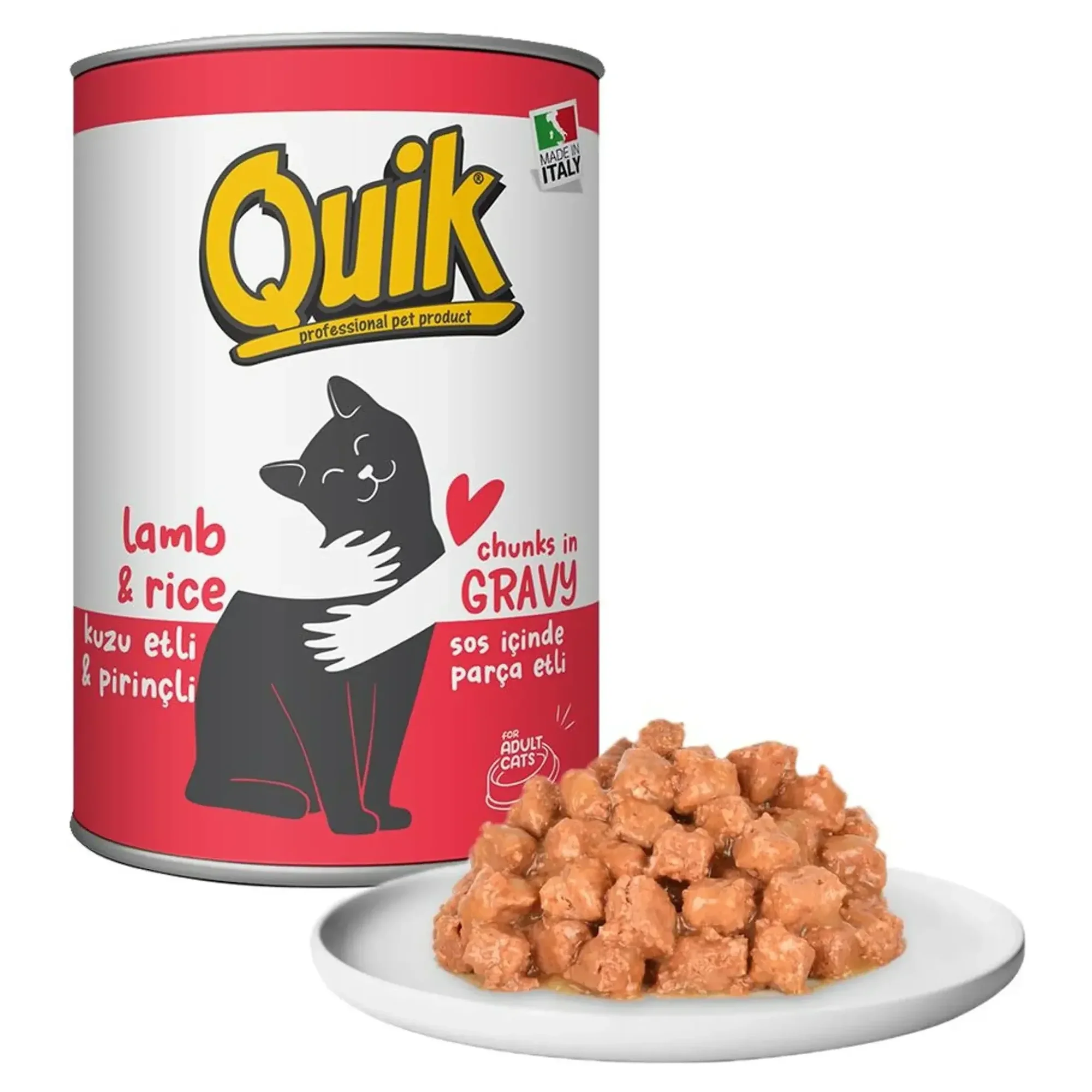 Quik Quik Kuzu Etli ve Pirinçli Kedi Konservesi 415 G