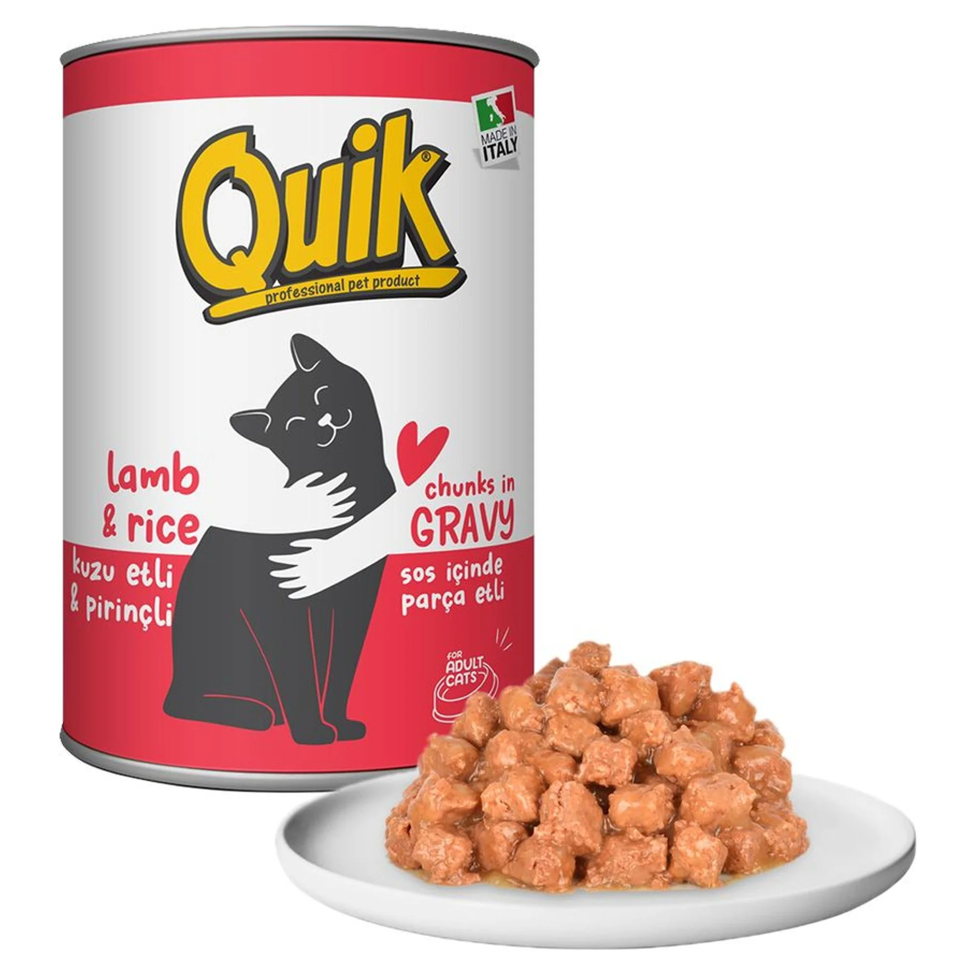 Quik Quik Kuzu Etli ve Pirinçli Kedi Konservesi 415 G