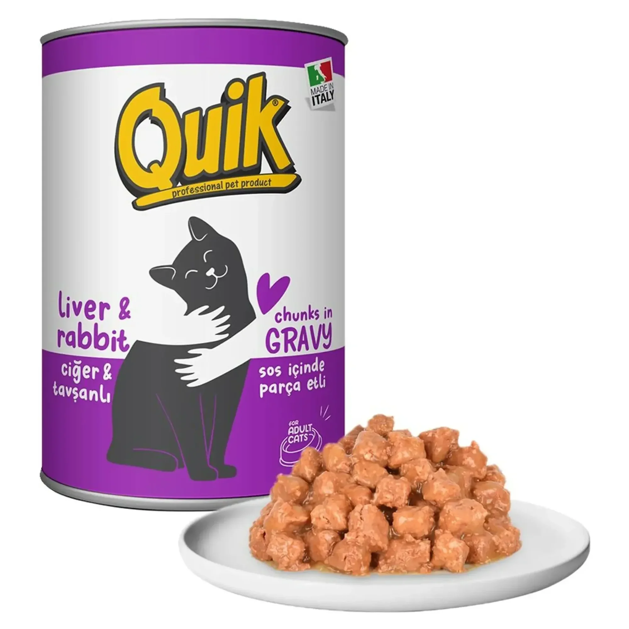 Quik Ciğerli ve Tavşanlı Kedi Konservesi 415 G