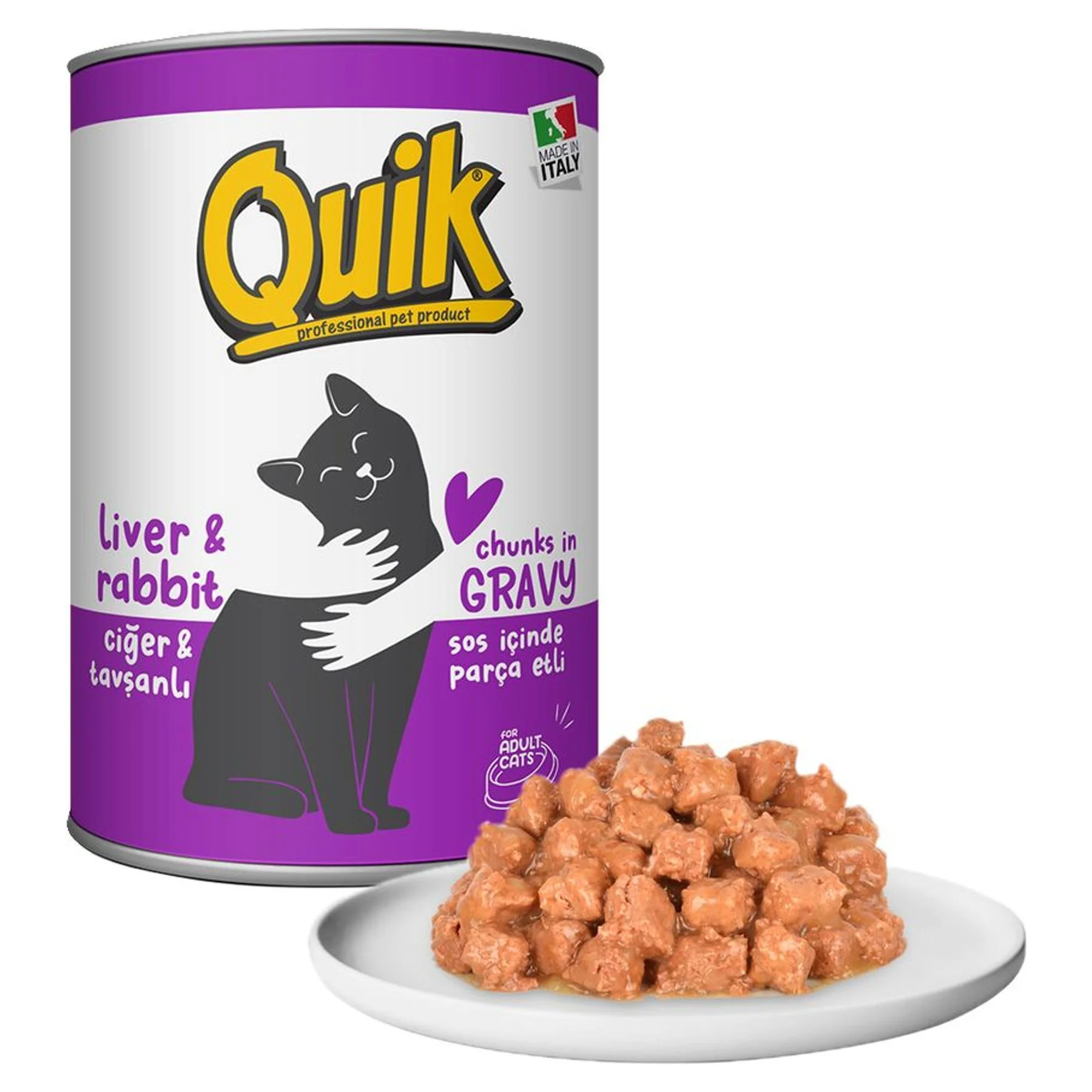 Quik Quik Ciğerli ve Tavşanlı Kedi Konservesi 415 G