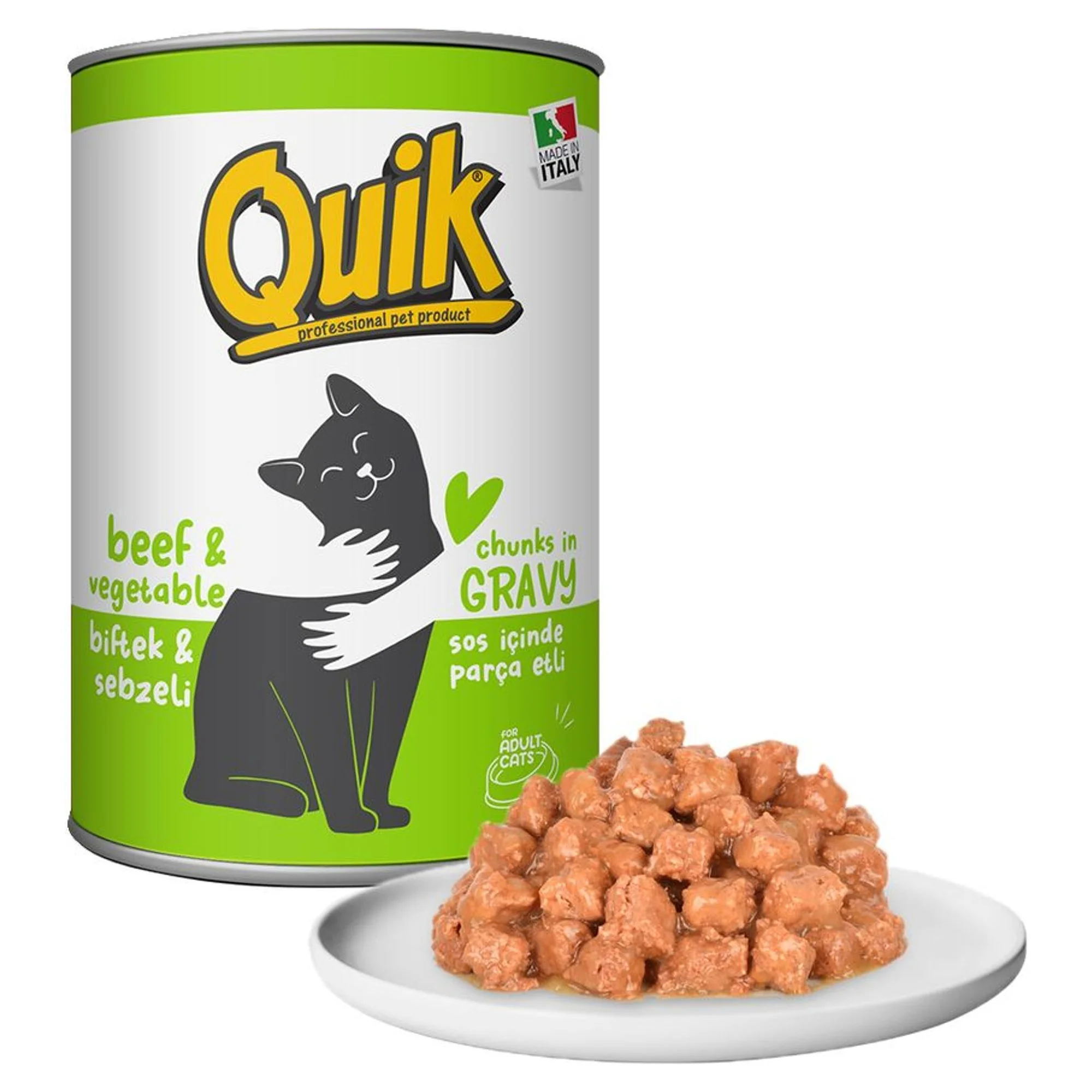 Quik Quik Biftekli ve Sebzeli Kedi Konservesi 415 G