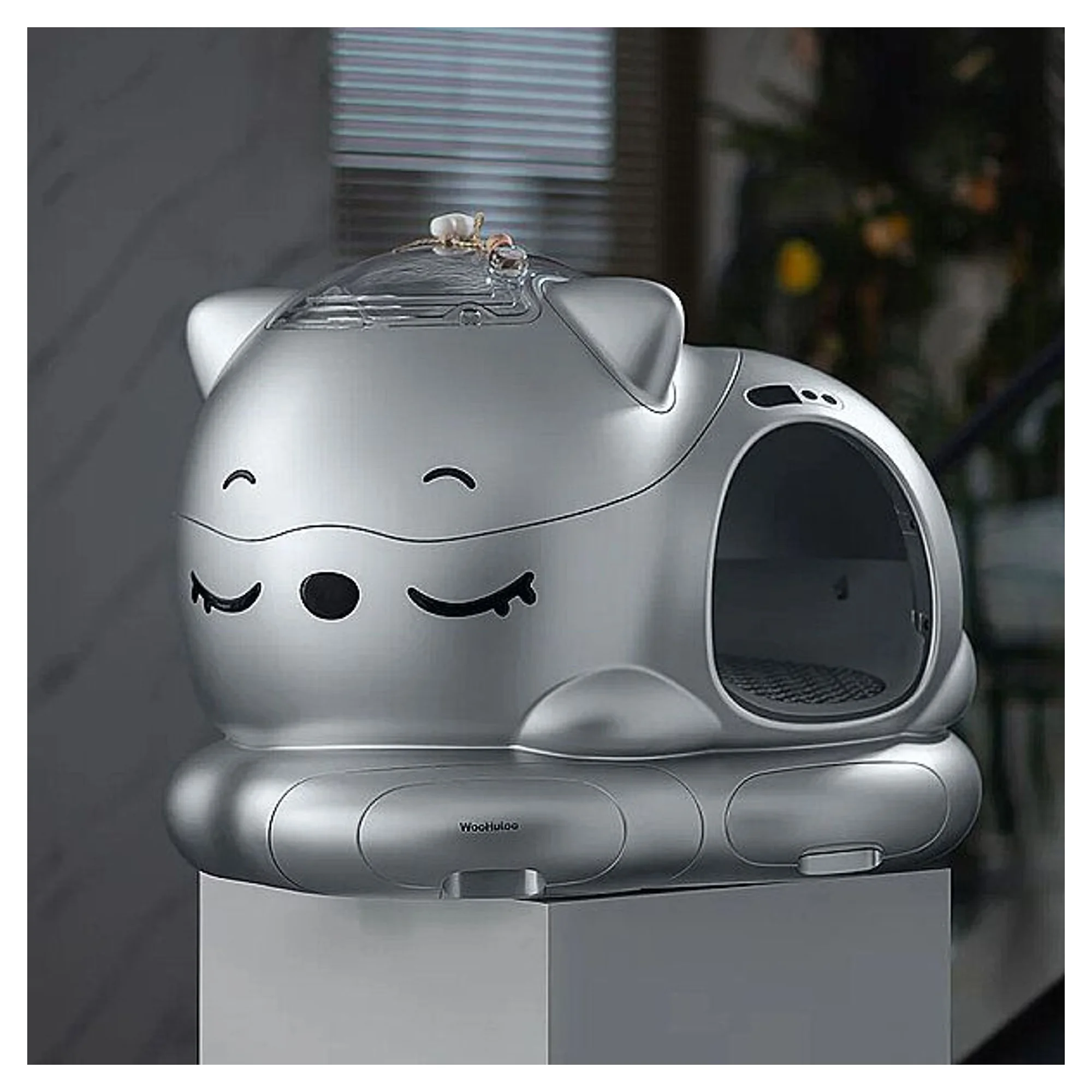 WooHuloo Pro Cool Silver Otomatik Kedi Tuvaleti — Kedi Tuvalet Ürünleri — Görsel 4