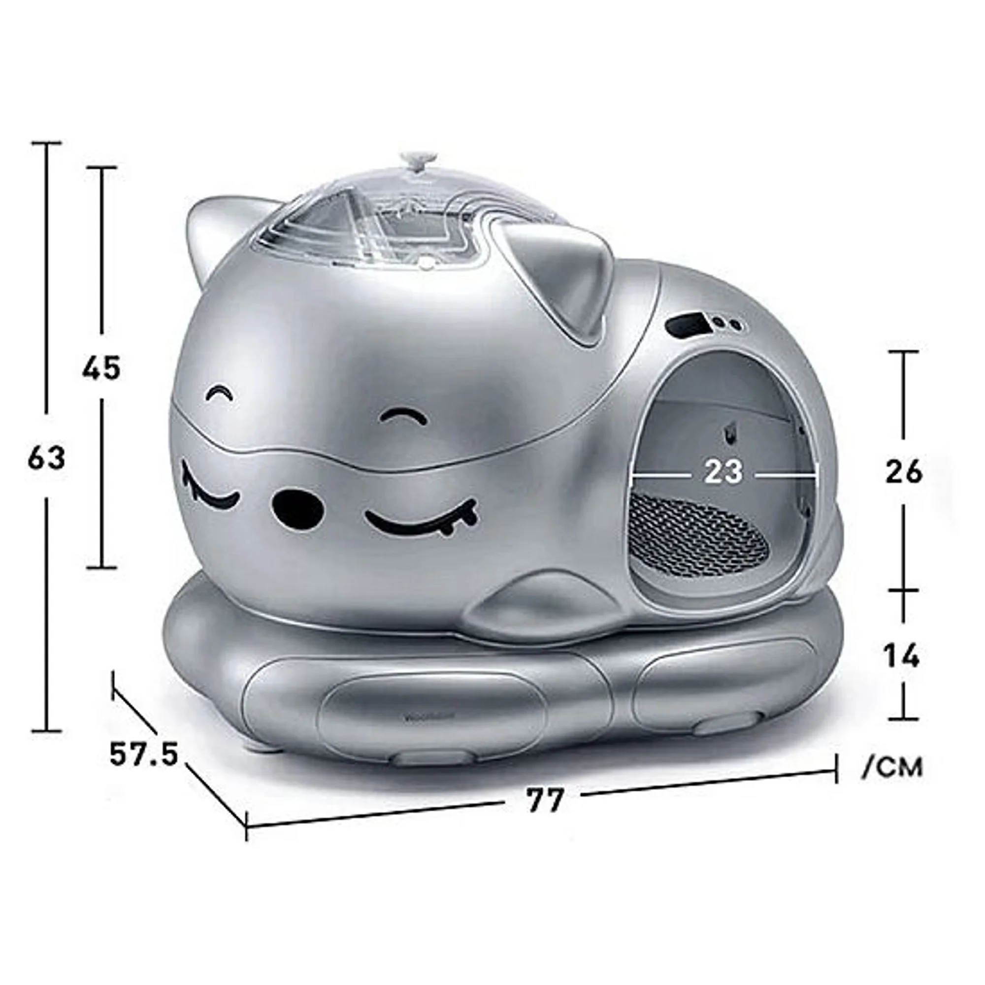WooHuloo Pro Cool Silver Otomatik Kedi Tuvaleti — Kedi Tuvalet Ürünleri — Görsel 2