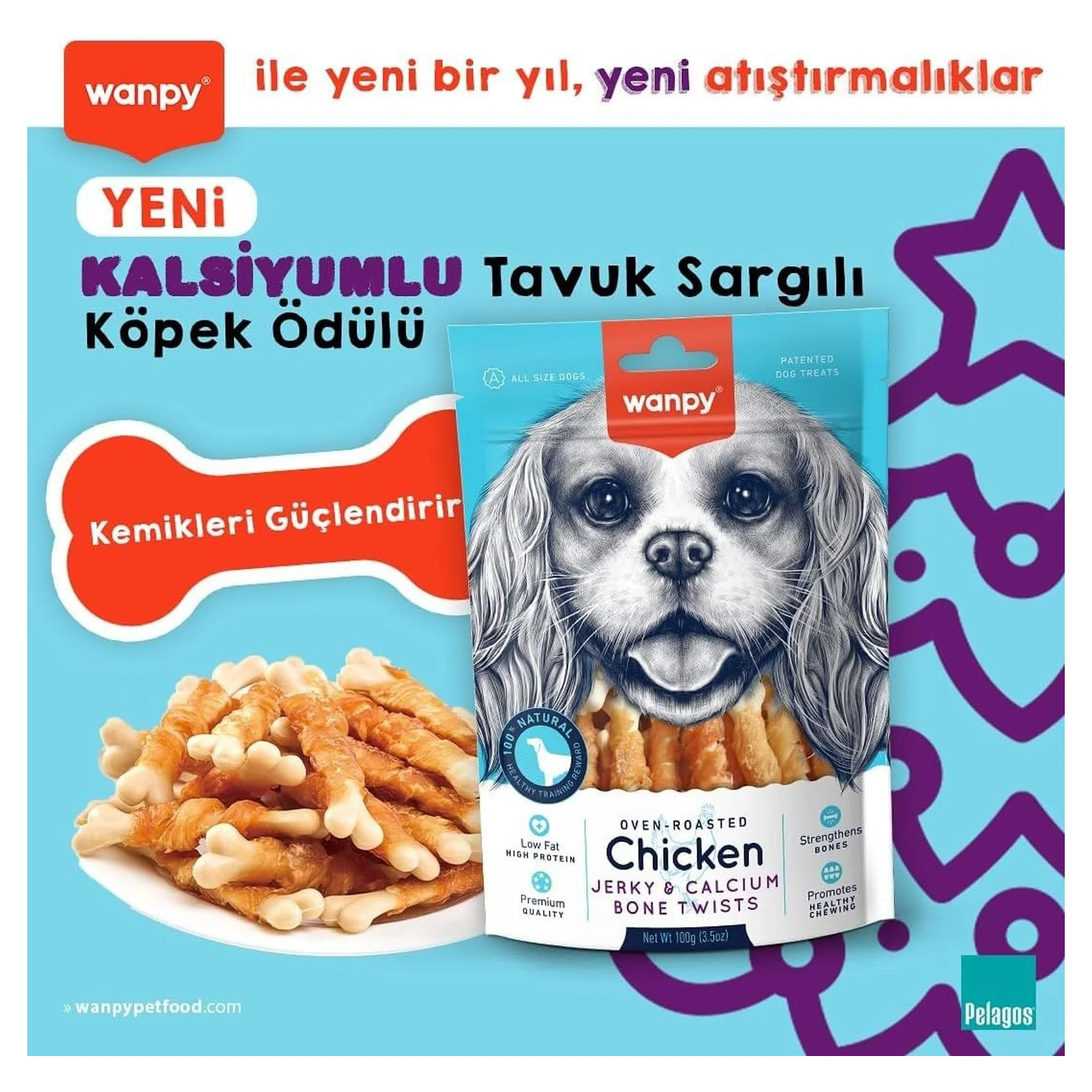 Wanpy Kalsiyumlu Gerçek Tavuk Köpek Ödülü 100 G — Ödül Maması, 110 g — Görsel 2