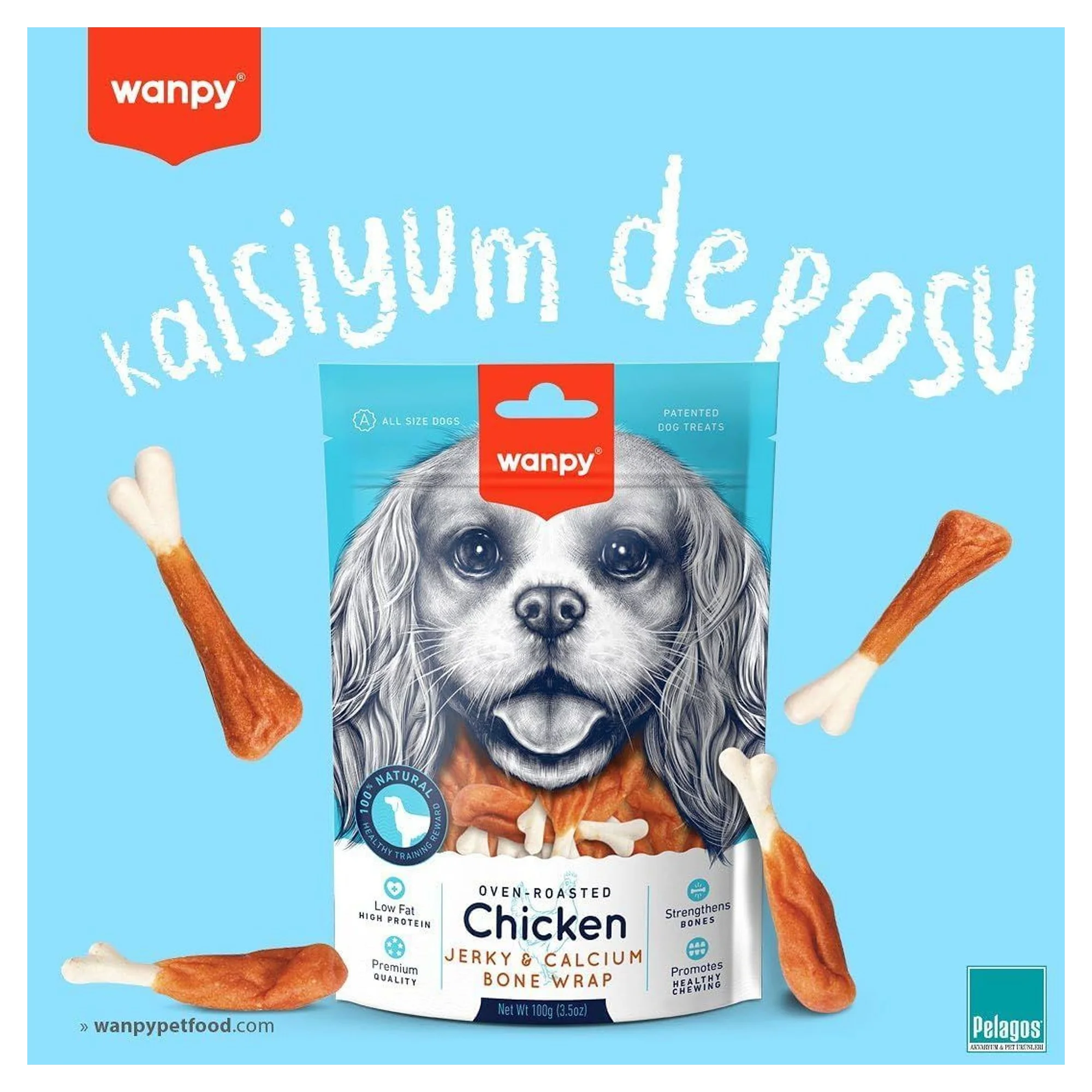 Wanpy Kalsiyumlu Gerçek Tavuk Köpek Ödülü 100 G — Ödül Maması, 110 g — Görsel 3