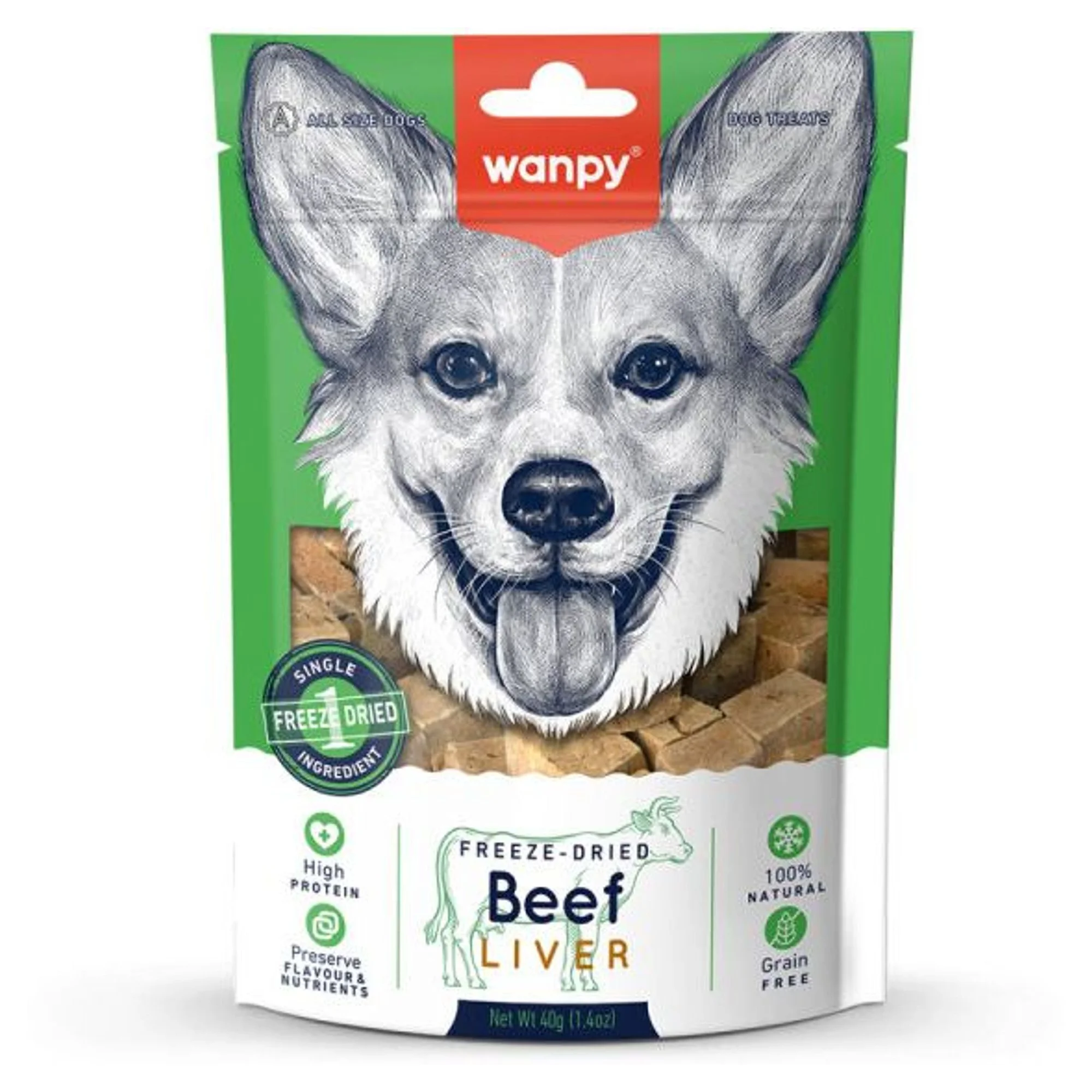 Wanpy Kurutulmuş %100 Dana Ciğeri Köpek Ödül 40 G