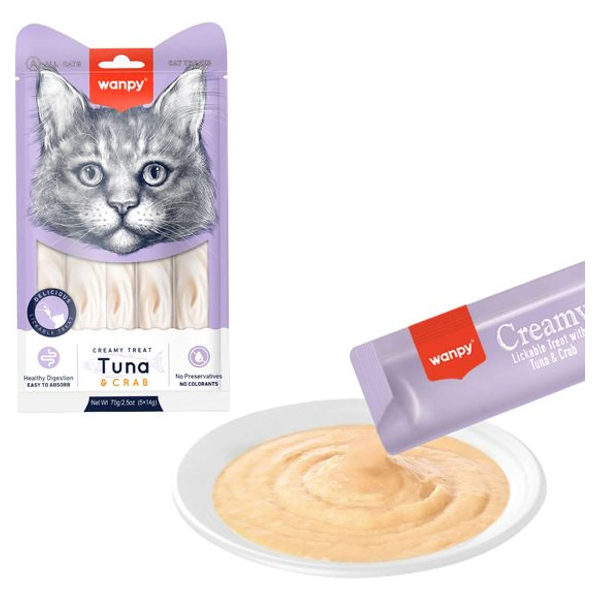 Wanpy Ton ve Yengeç Krema Kedi Likit Ödül 5x14 G