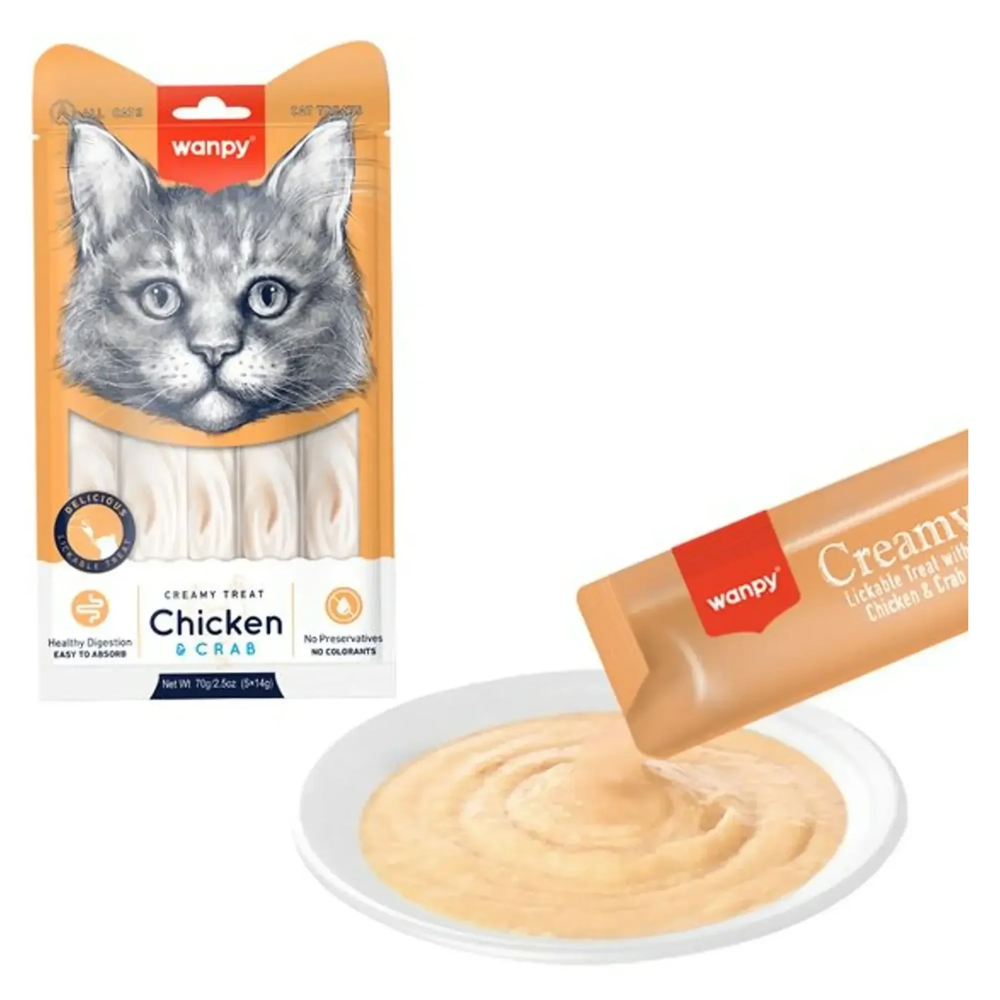 Wanpy Tavuk ve Yengeç Krema Kedi Likit Ödül 5x14 G