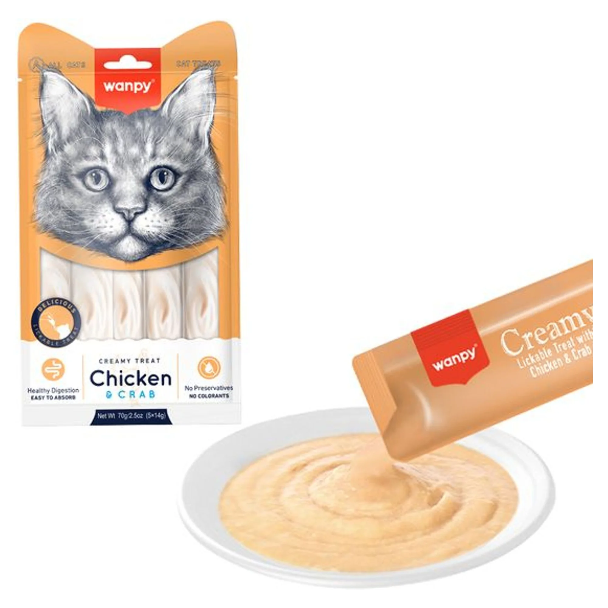 Wanpy Tavuk ve Yengeç Krema Kedi Likit Ödül 5x14 G