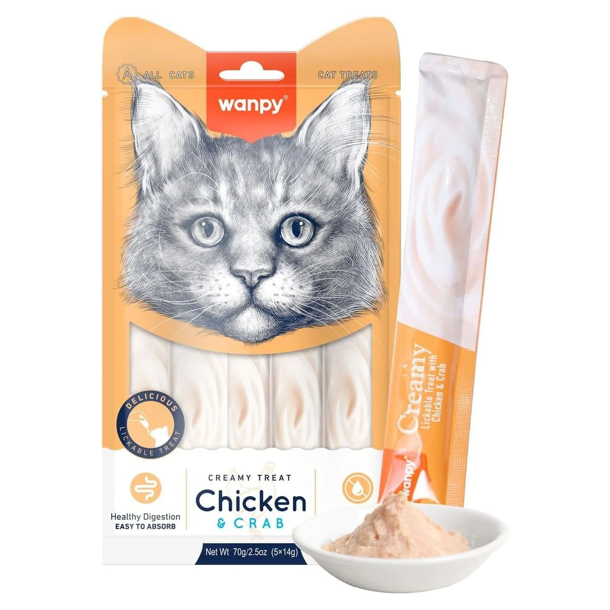 Wanpy Tavuk ve Yengeç Krema Kedi Likit Ödül 5x14 G