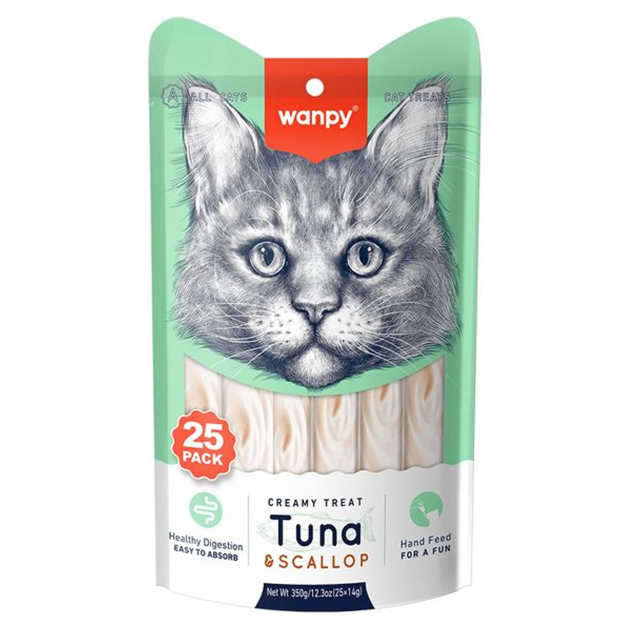 Wanpy Ton Balıklı ve Deniz Taraklı Krema Kedi Ödülü 25x14 G