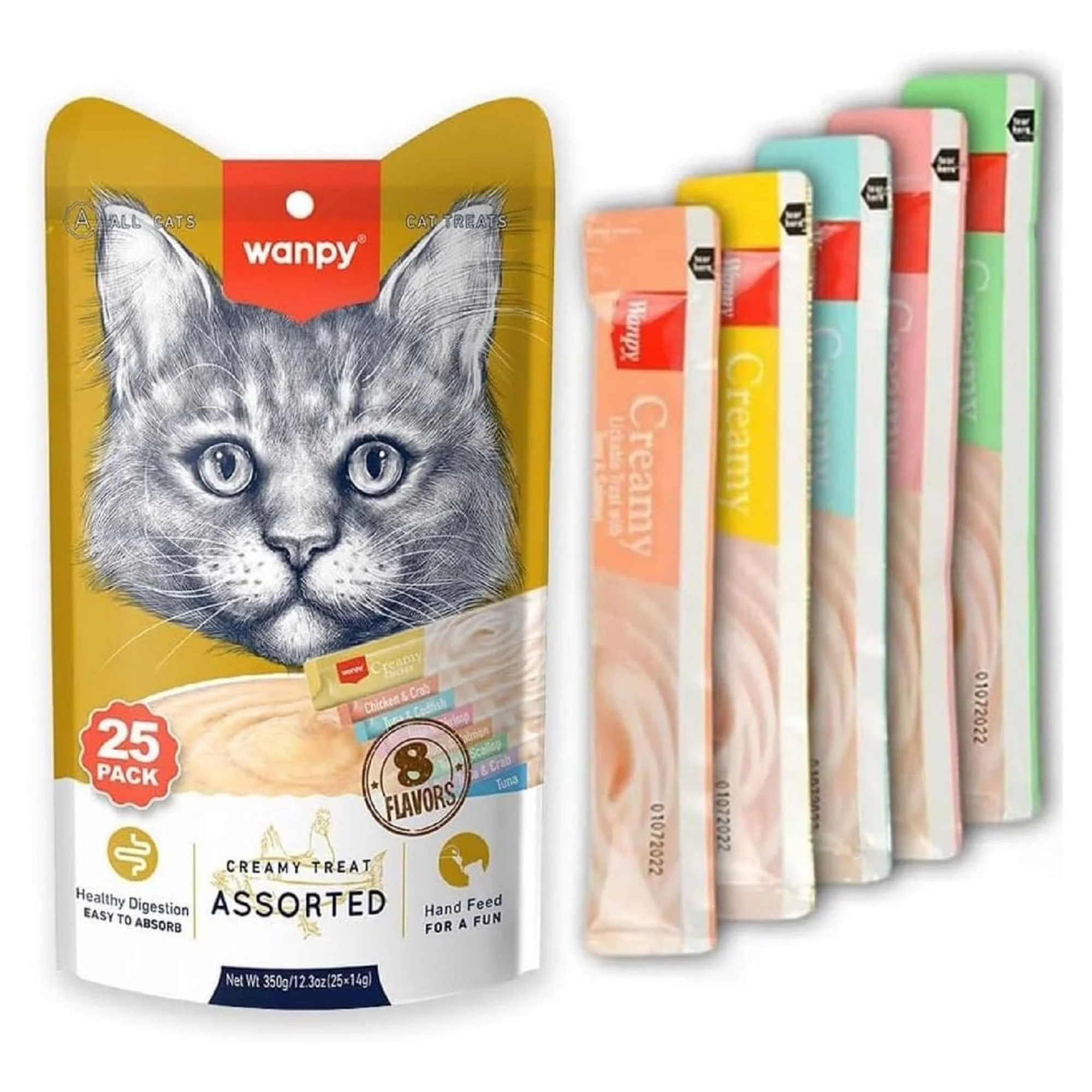 Wanpy Karışık 8 Lezzetli Krema Kedi Ödülü 25x14 G