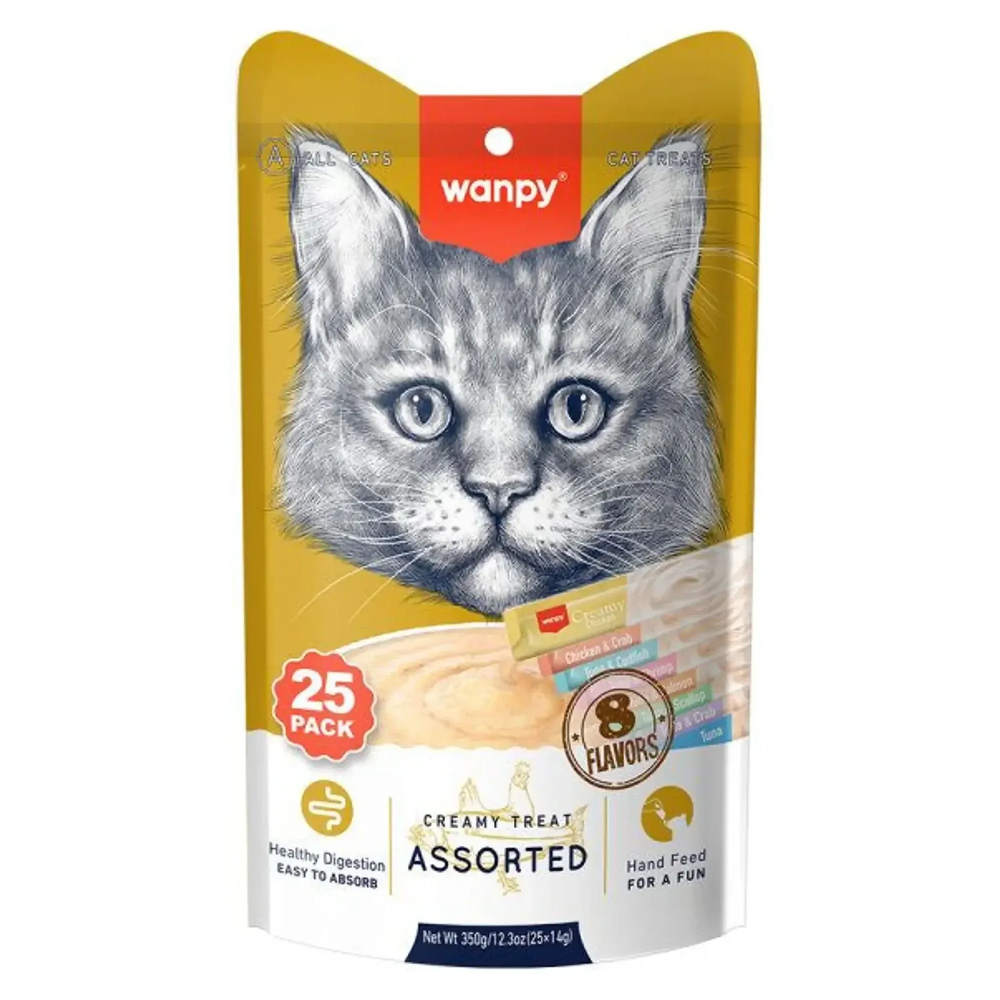 Wanpy Wanpy Karışık 8 Lezzetli Krema Kedi Ödülü 25x14 G